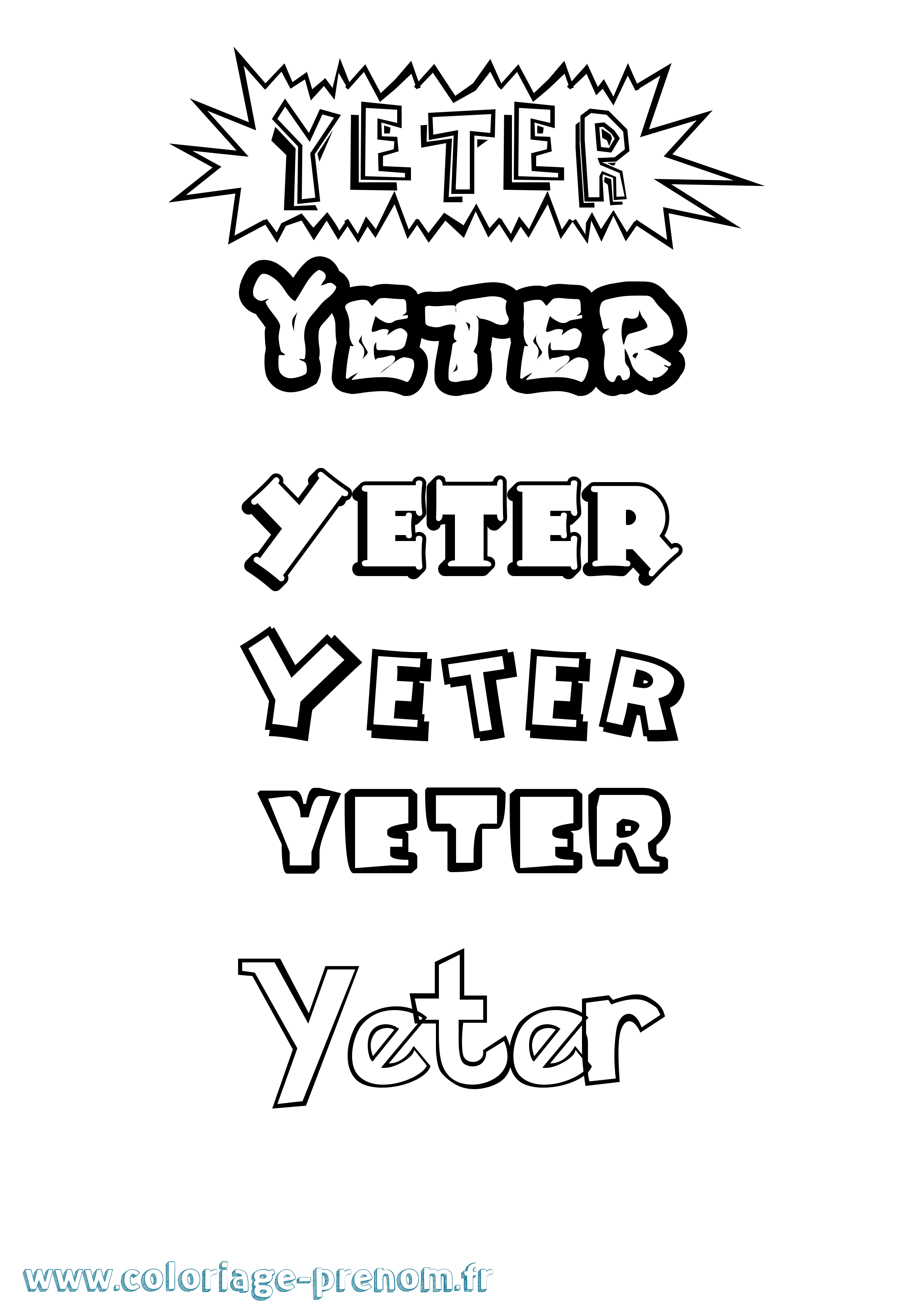 Coloriage Yeter Dessin Animé Coloriage prénom Yeter Dessin Animé