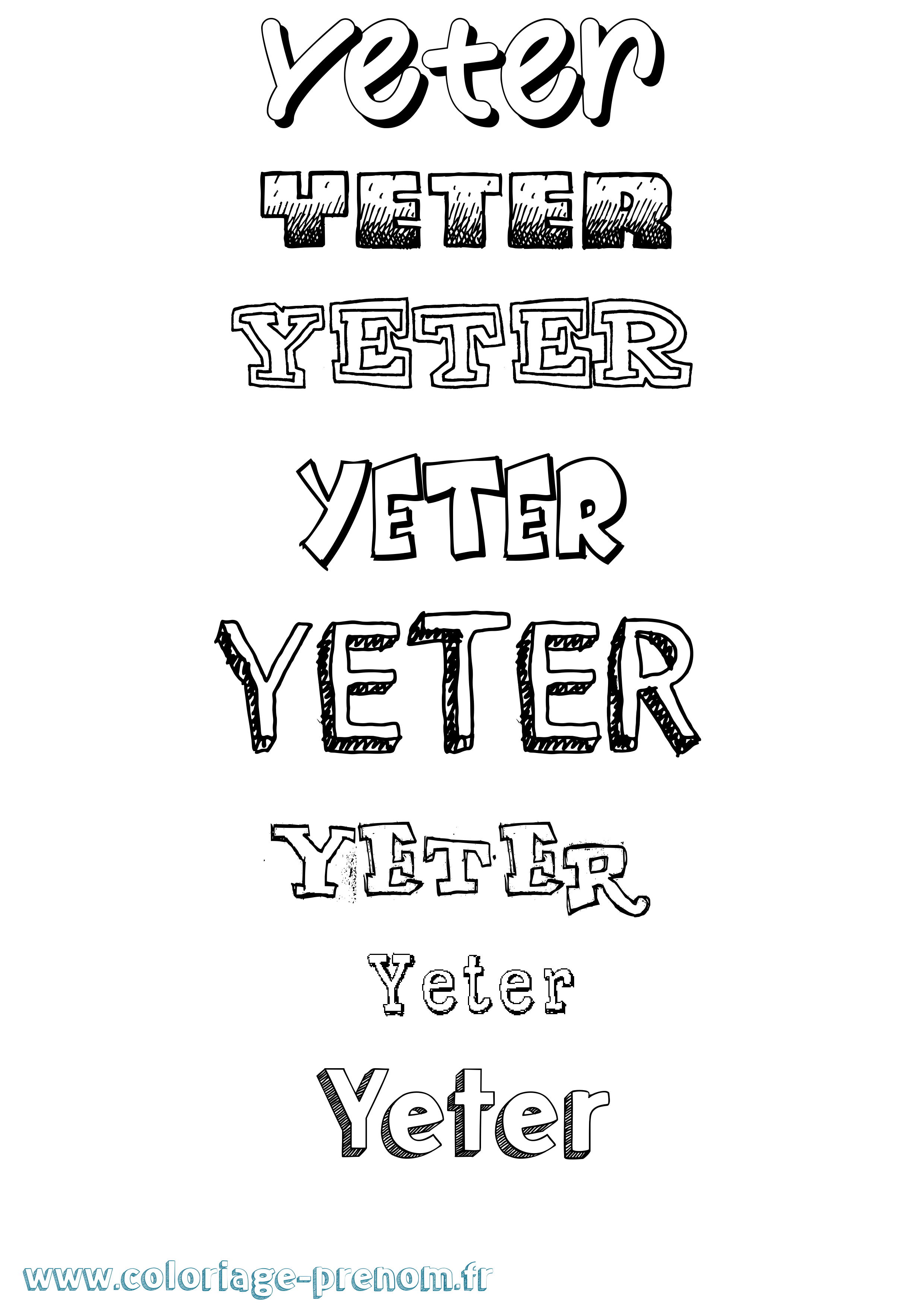 Coloriage Yeter Dessiné Coloriage prénom Yeter Dessiné