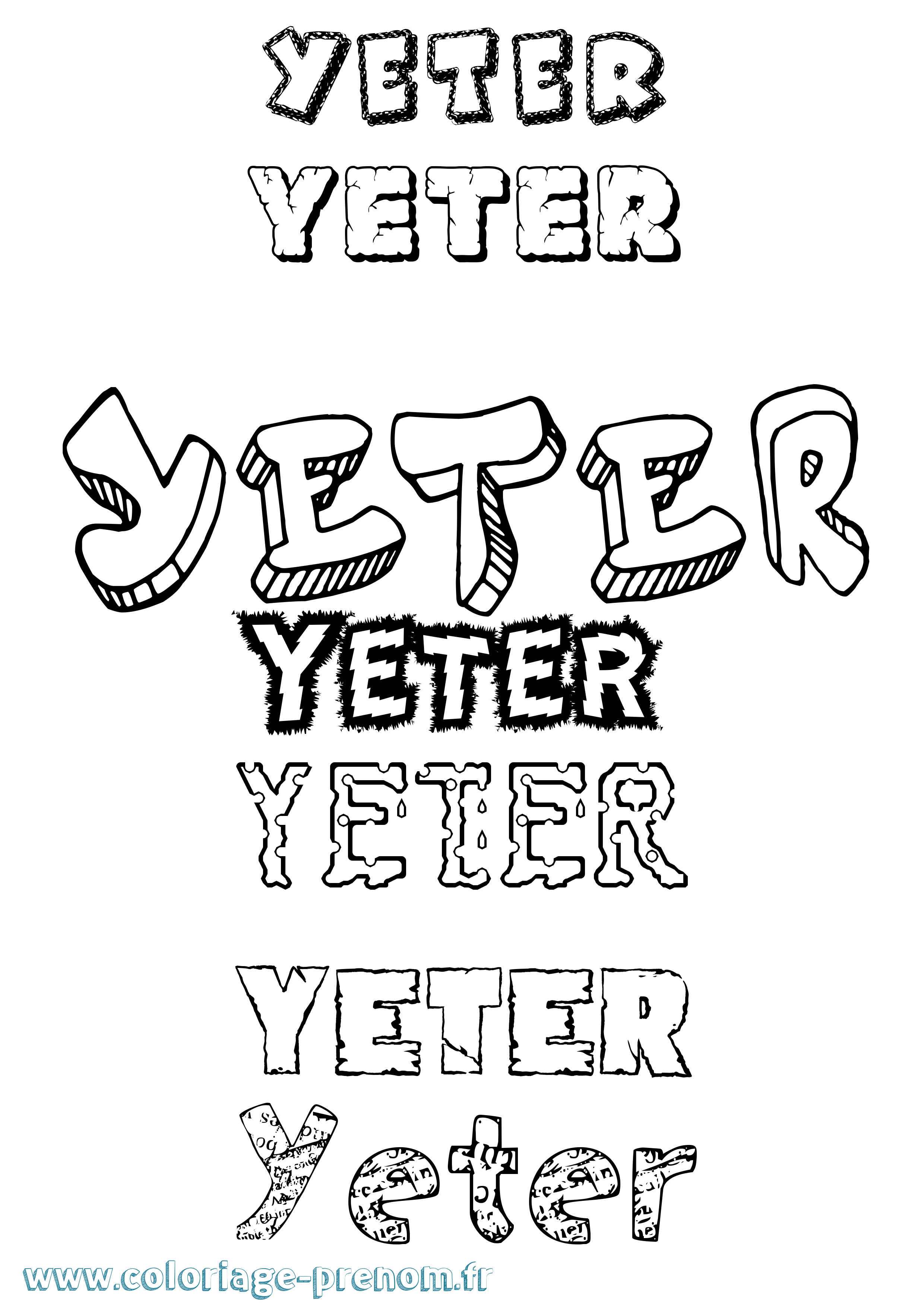 Coloriage Yeter Destructuré Coloriage prénom Yeter Destructuré