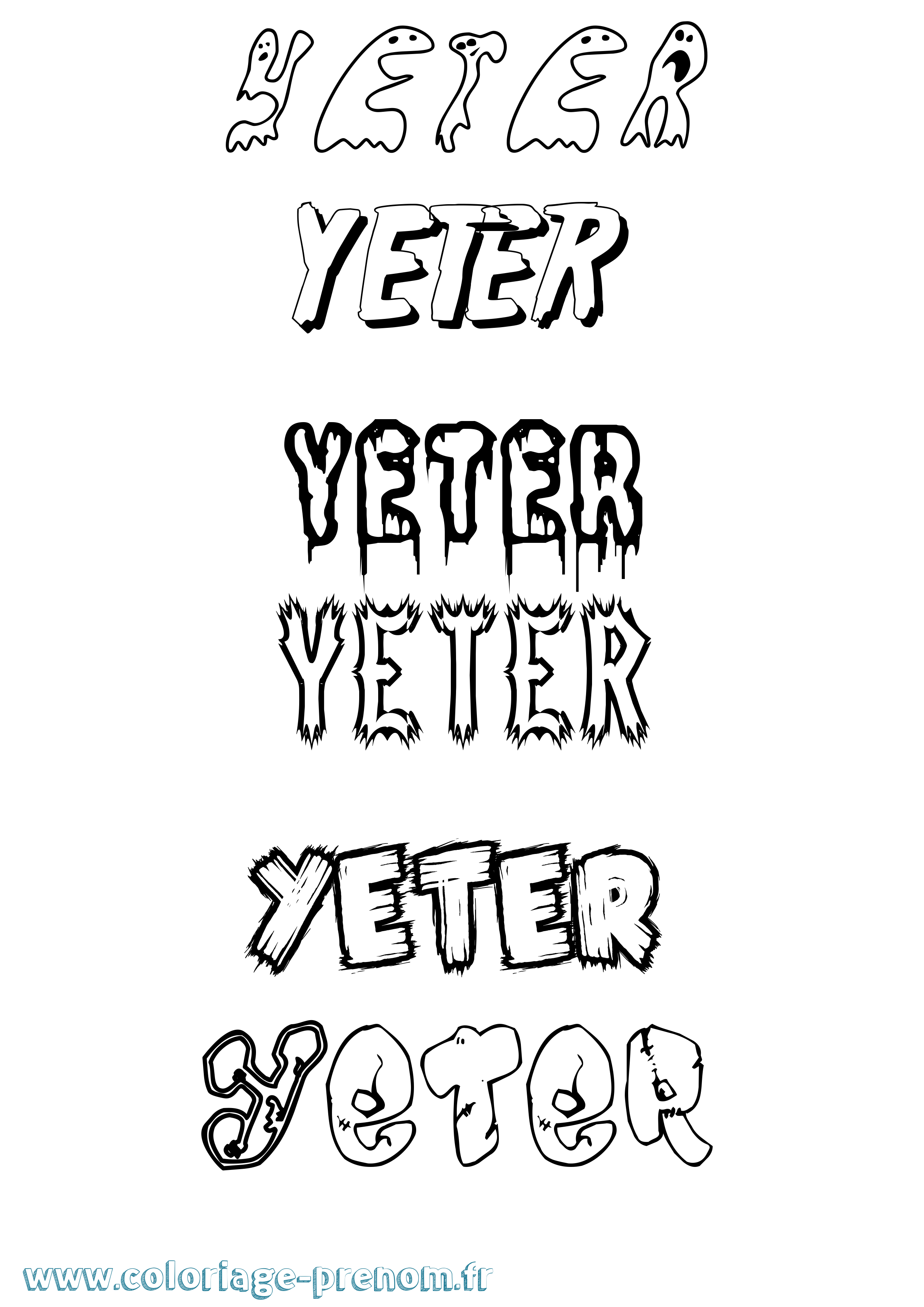 Coloriage Yeter Frisson Coloriage prénom Yeter Frisson