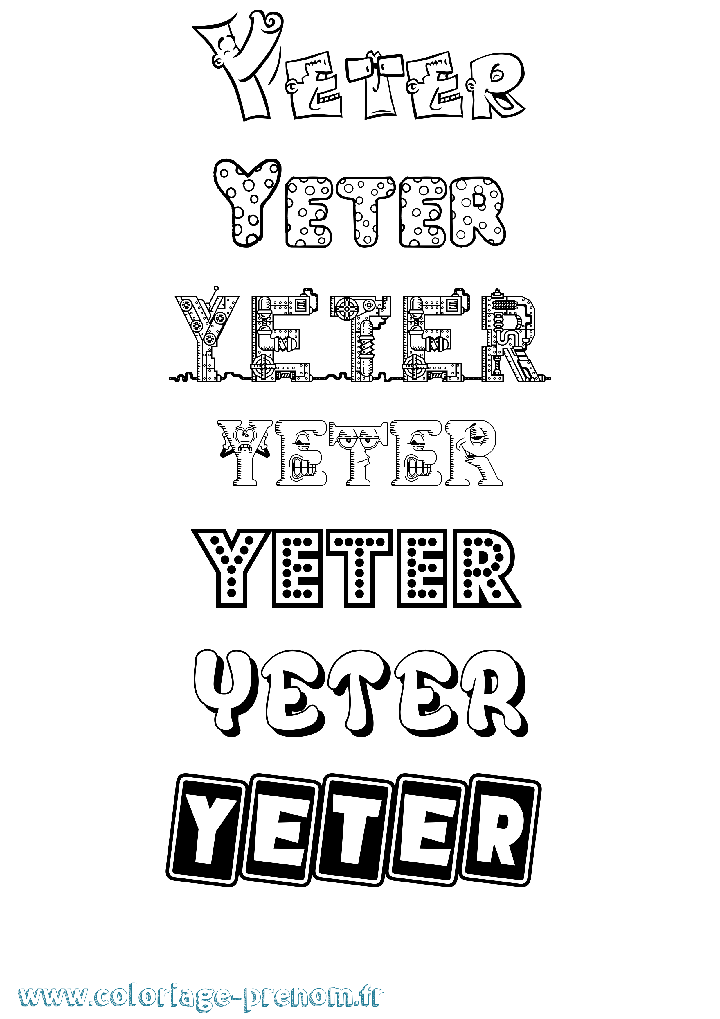 Coloriage Yeter Fun Coloriage prénom Yeter Fun