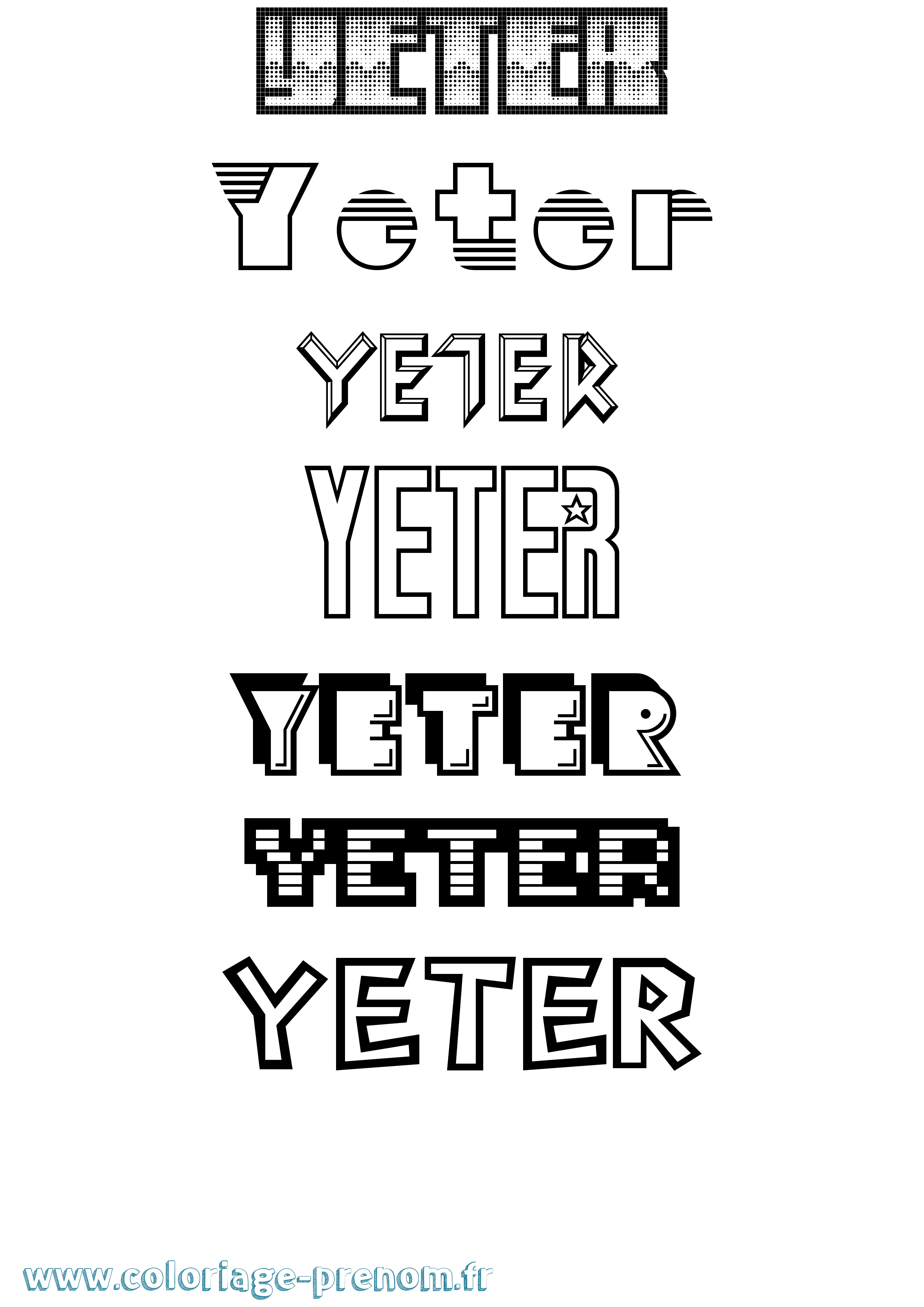 Coloriage Yeter Jeux Vidéos Coloriage prénom Yeter Jeux Vidéos