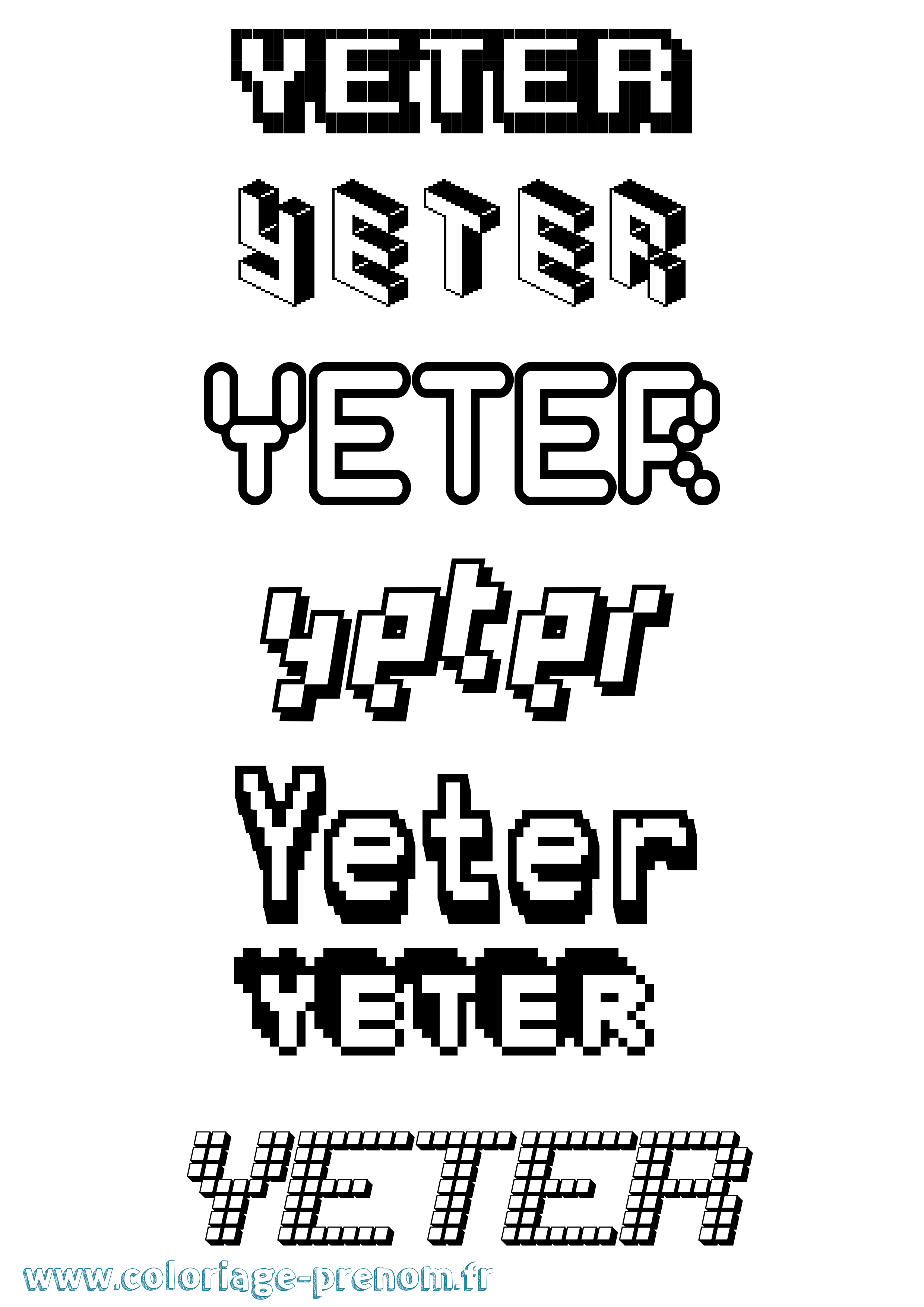 Coloriage Yeter Pixel Coloriage prénom Yeter Pixel