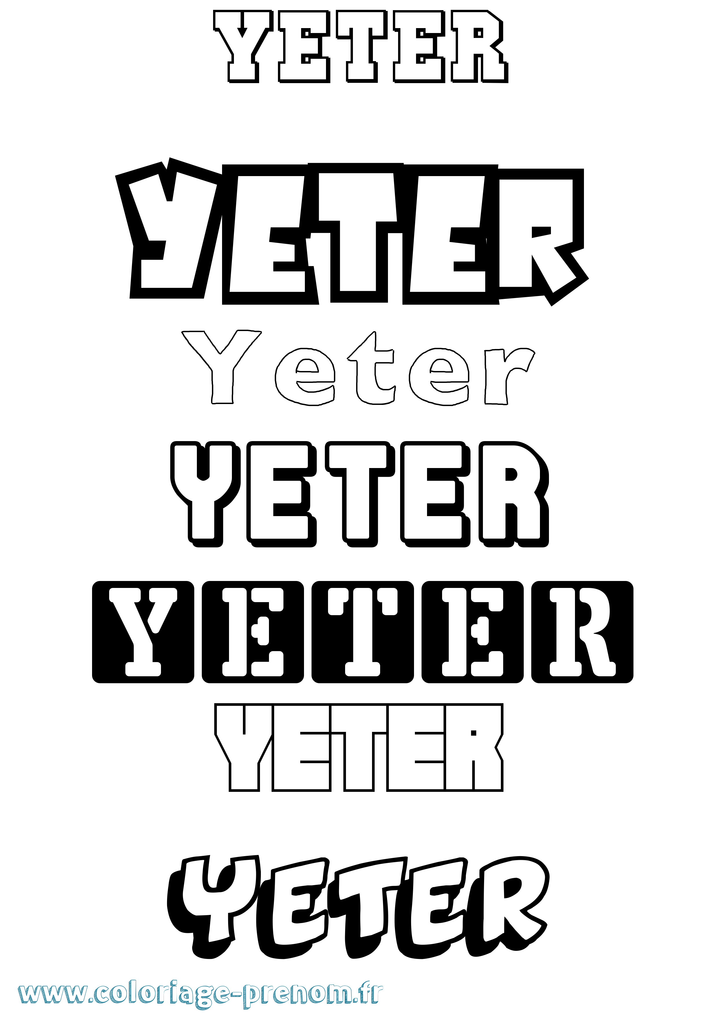 Coloriage Yeter Simple Coloriage prénom Yeter Simple