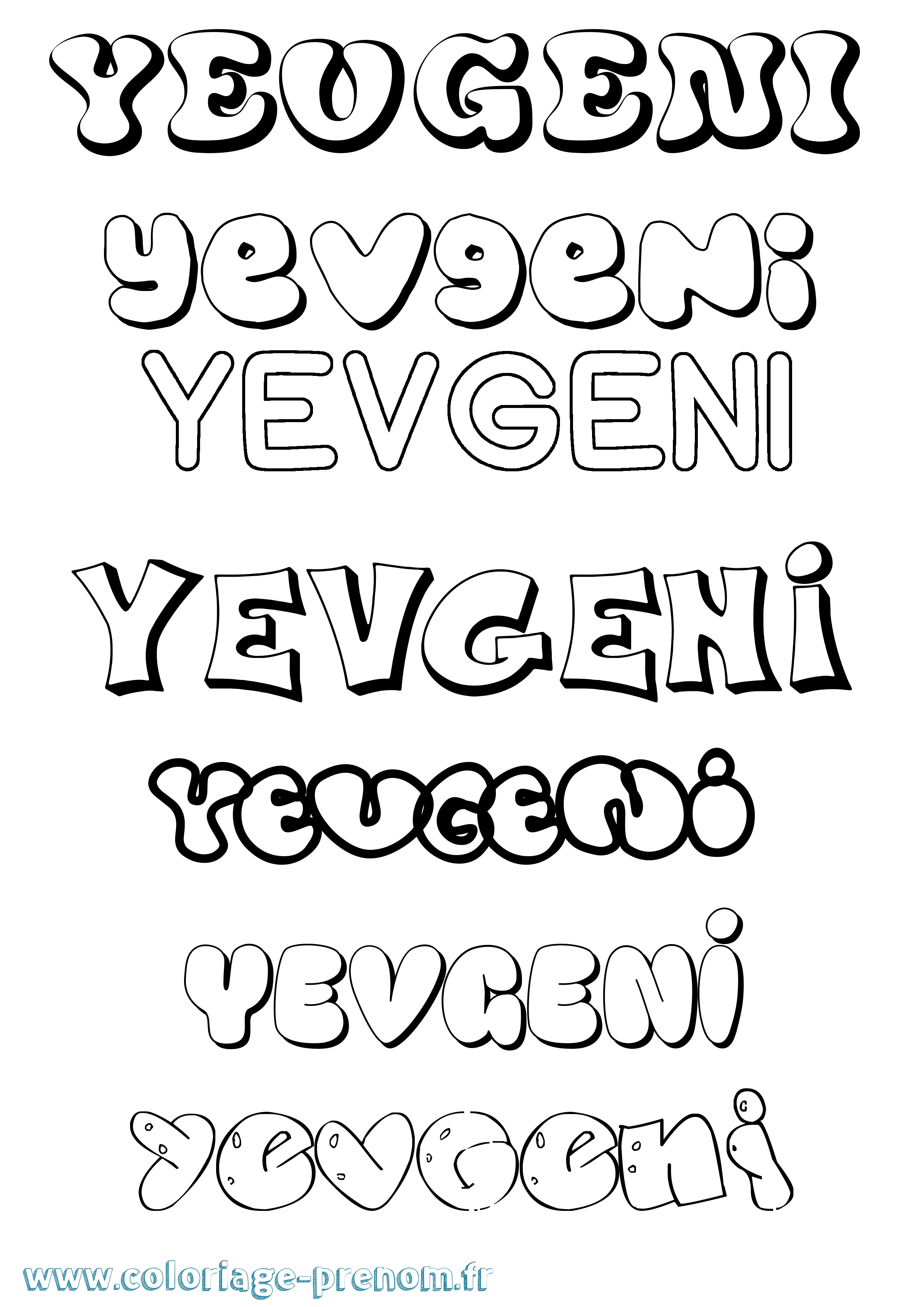 Coloriage Yevgeni Bubble Coloriage prénom Yevgeni Bubble