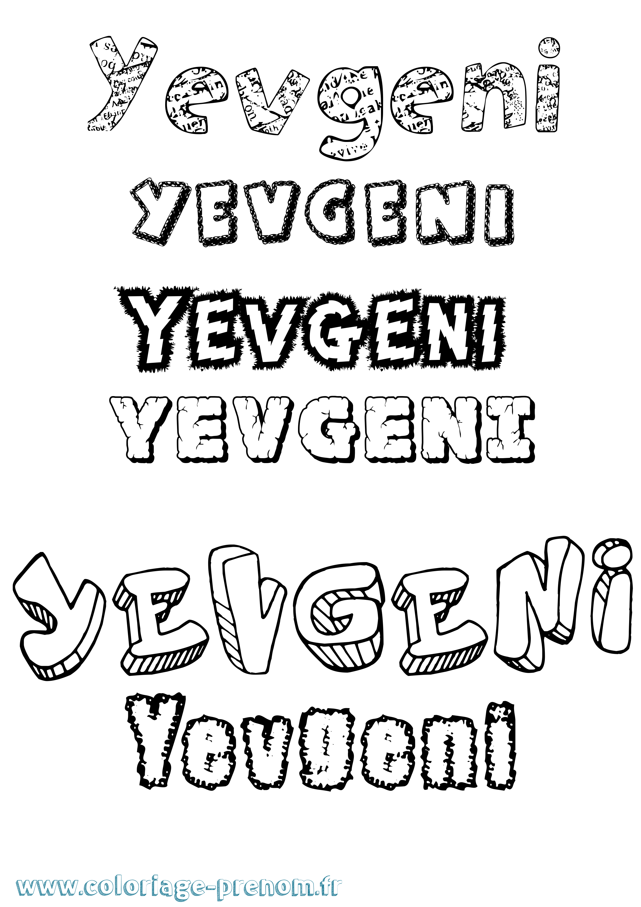 Coloriage Yevgeni Destructuré Coloriage prénom Yevgeni Destructuré