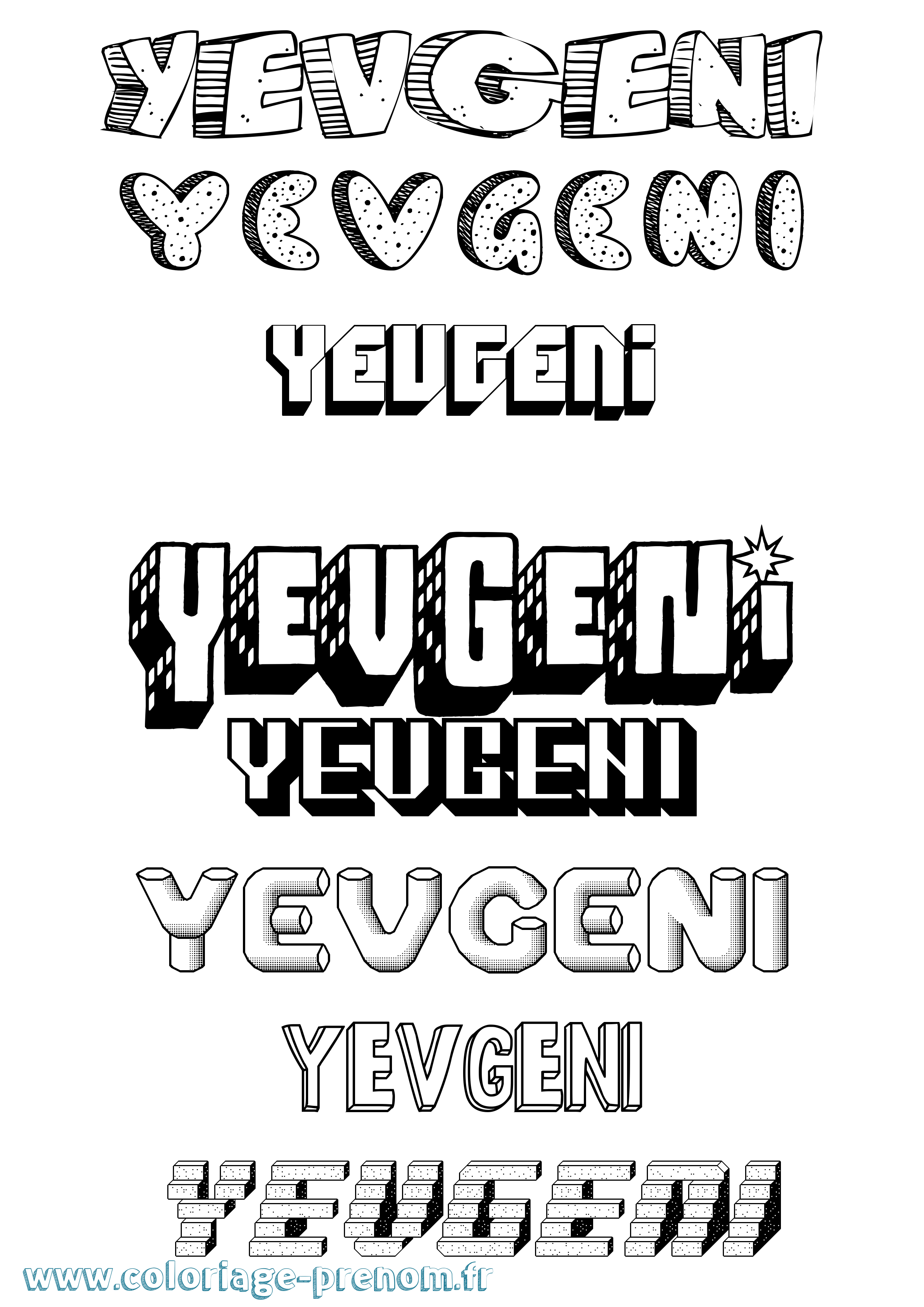 Coloriage Yevgeni Effet 3D Coloriage prénom Yevgeni Effet 3D