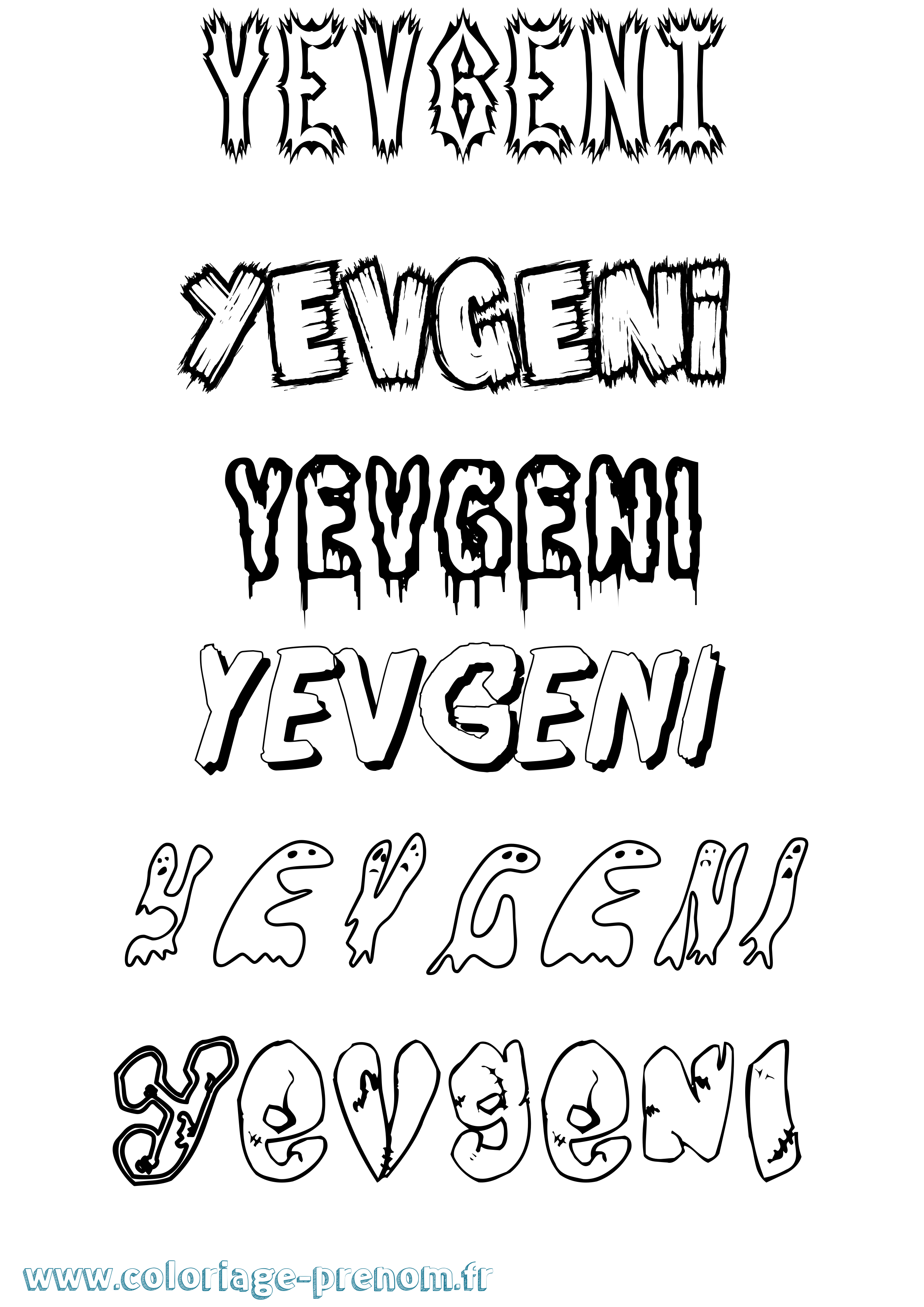 Coloriage Yevgeni Frisson Coloriage prénom Yevgeni Frisson
