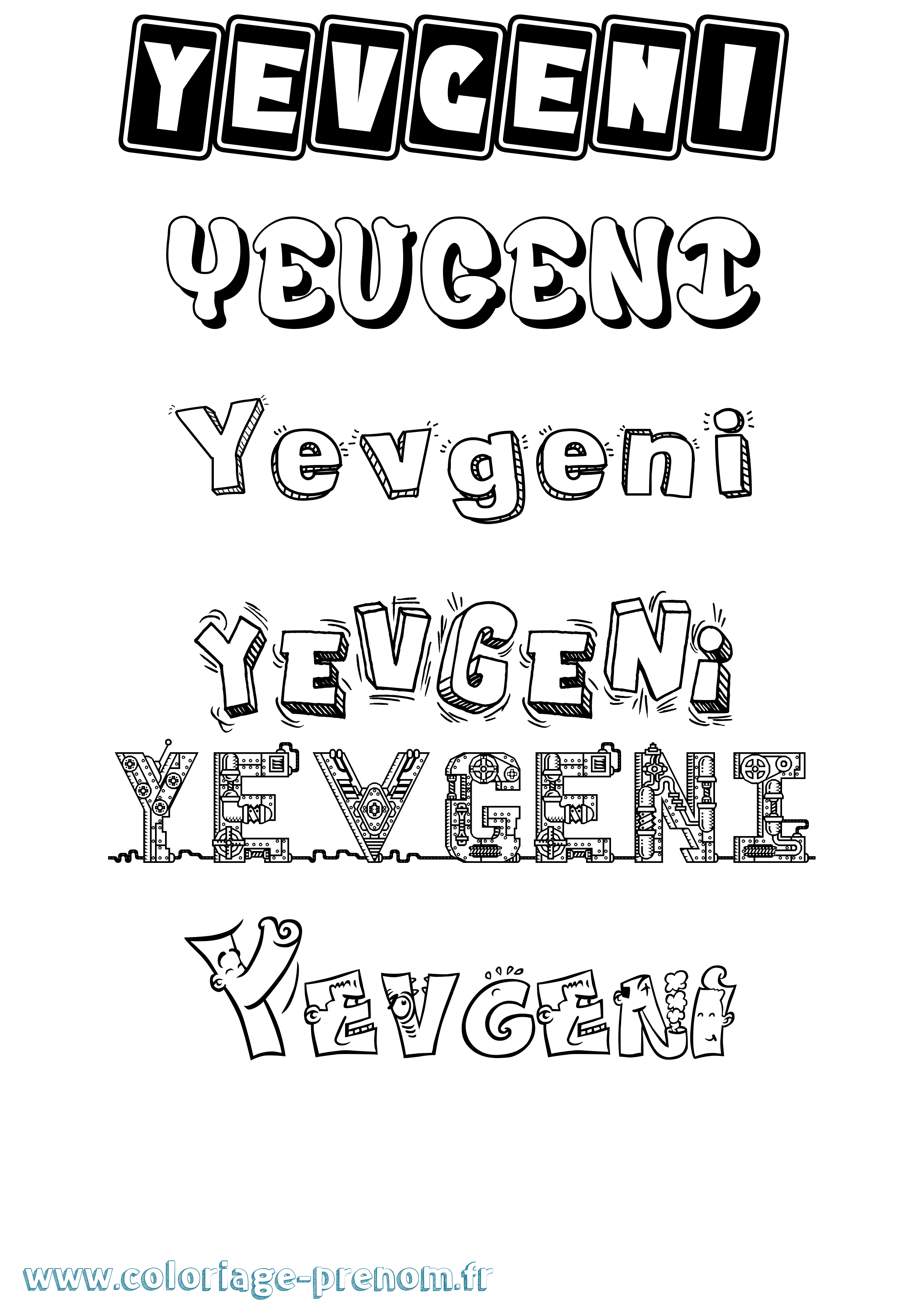 Coloriage Yevgeni Fun Coloriage prénom Yevgeni Fun