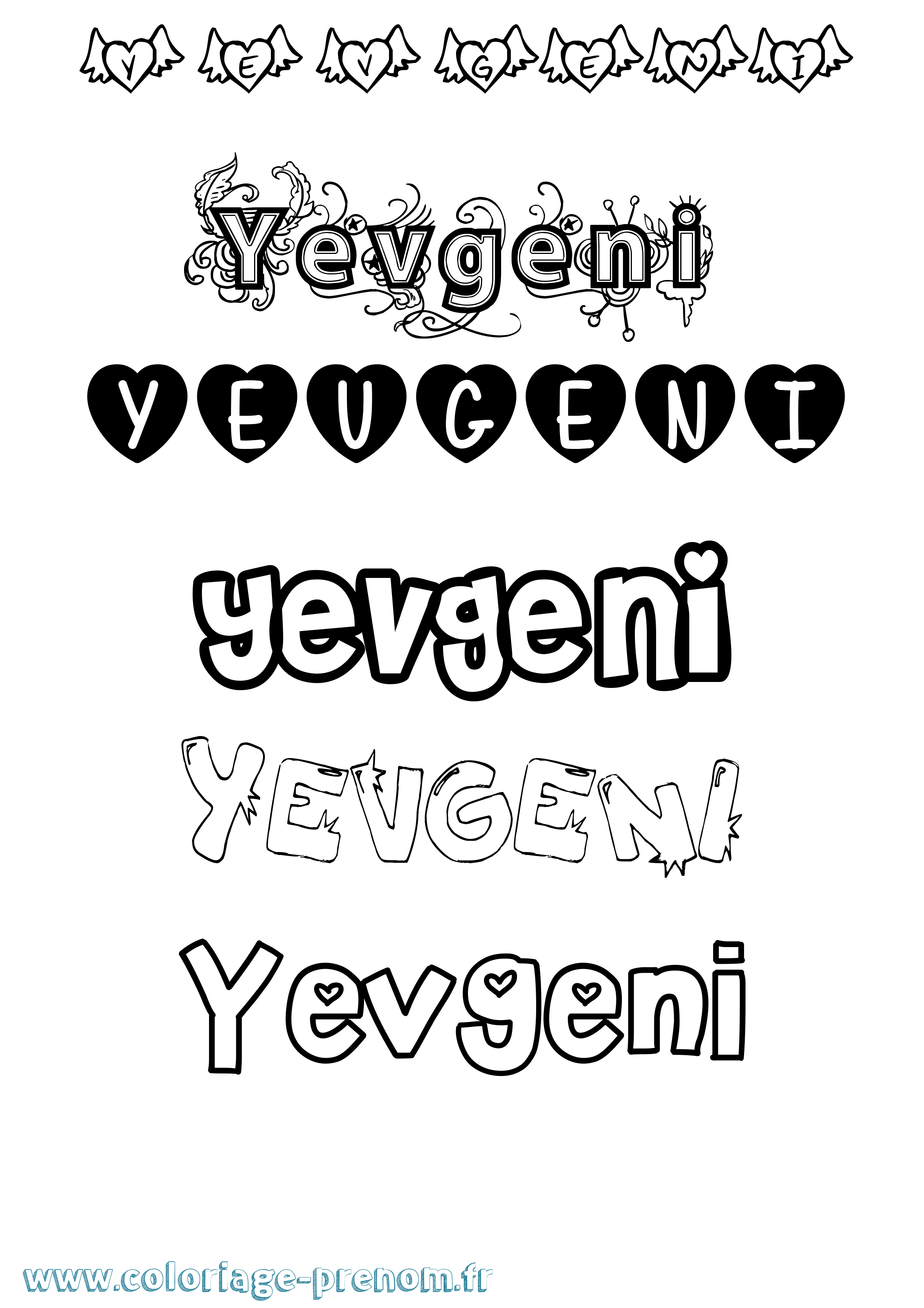 Coloriage Yevgeni Girly Coloriage prénom Yevgeni Girly