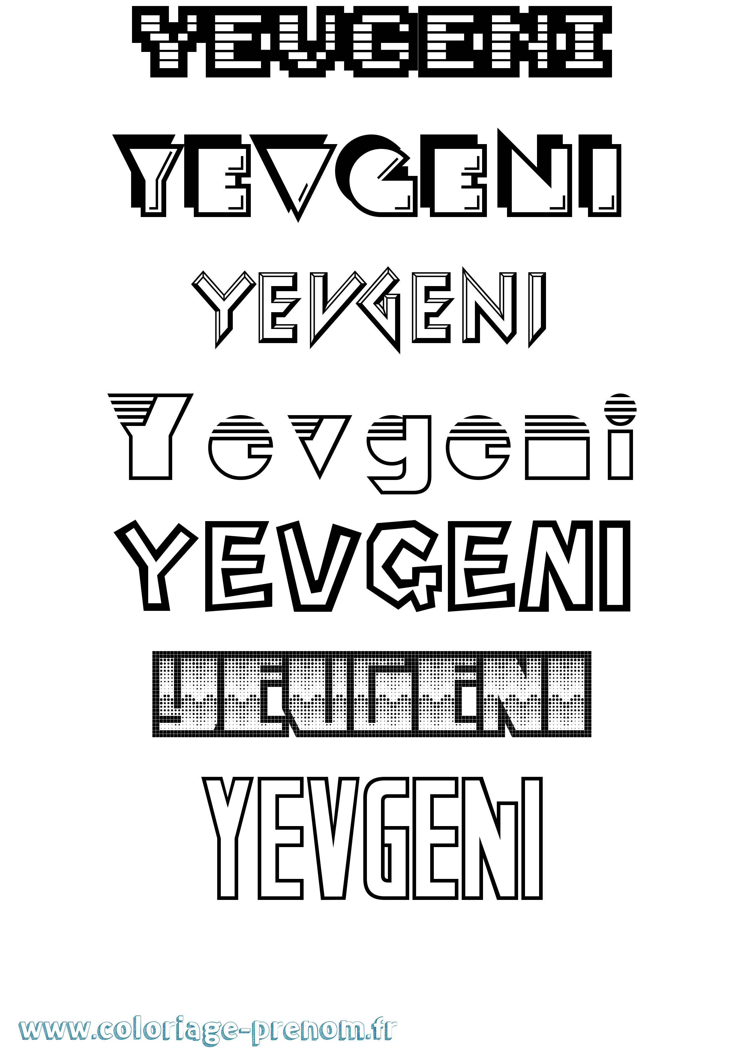 Coloriage Yevgeni Jeux Vidéos Coloriage prénom Yevgeni Jeux Vidéos