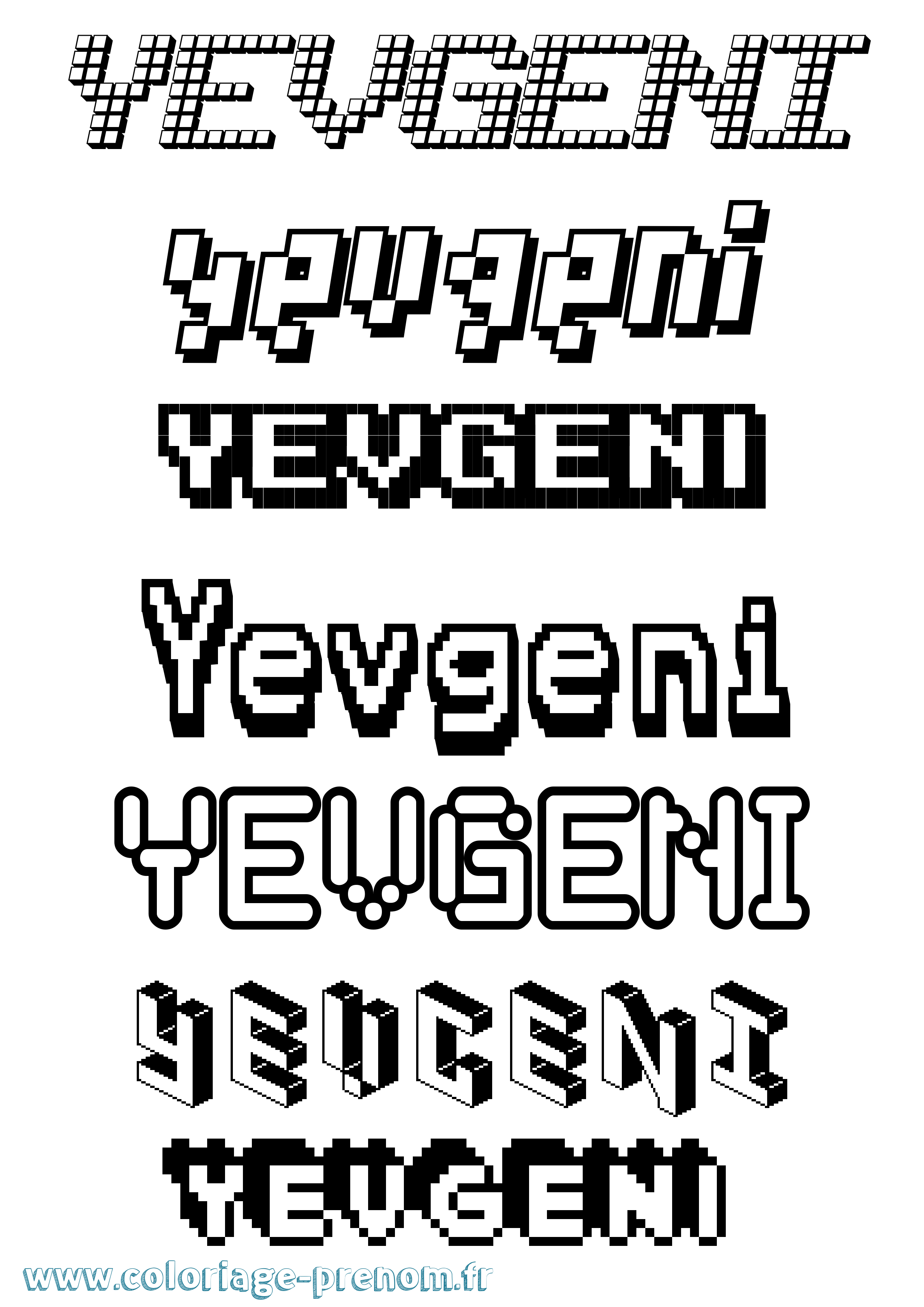 Coloriage Yevgeni Pixel Coloriage prénom Yevgeni Pixel