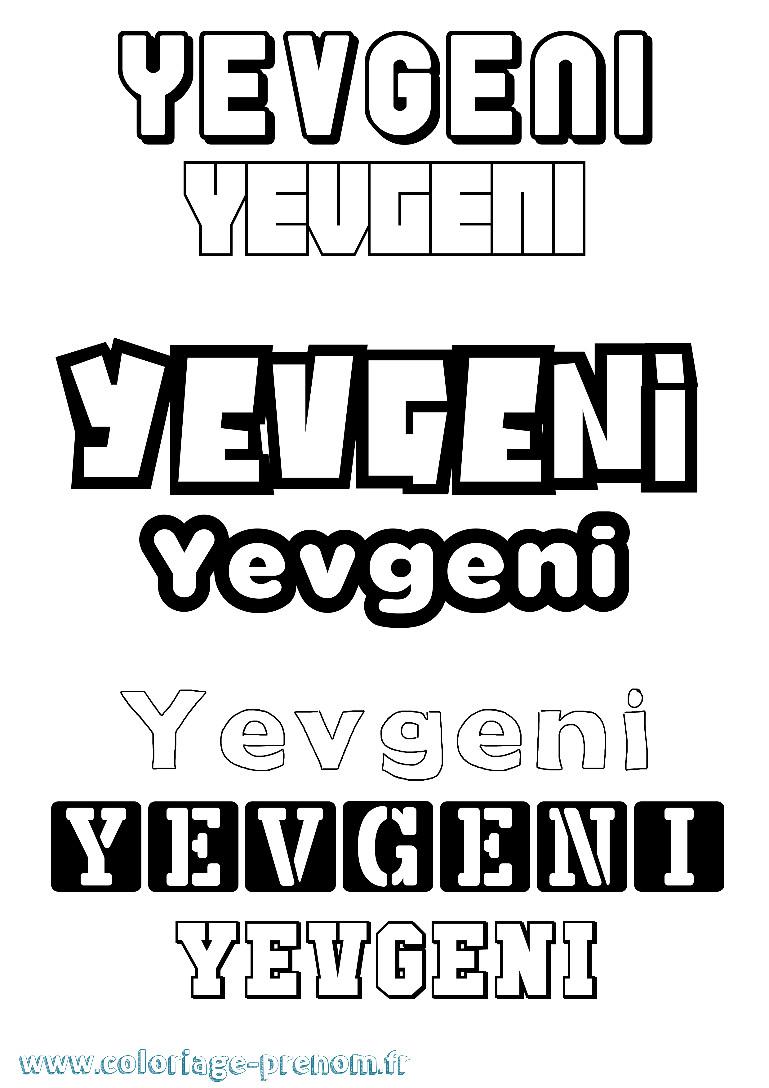 Coloriage Yevgeni Simple Coloriage prénom Yevgeni Simple