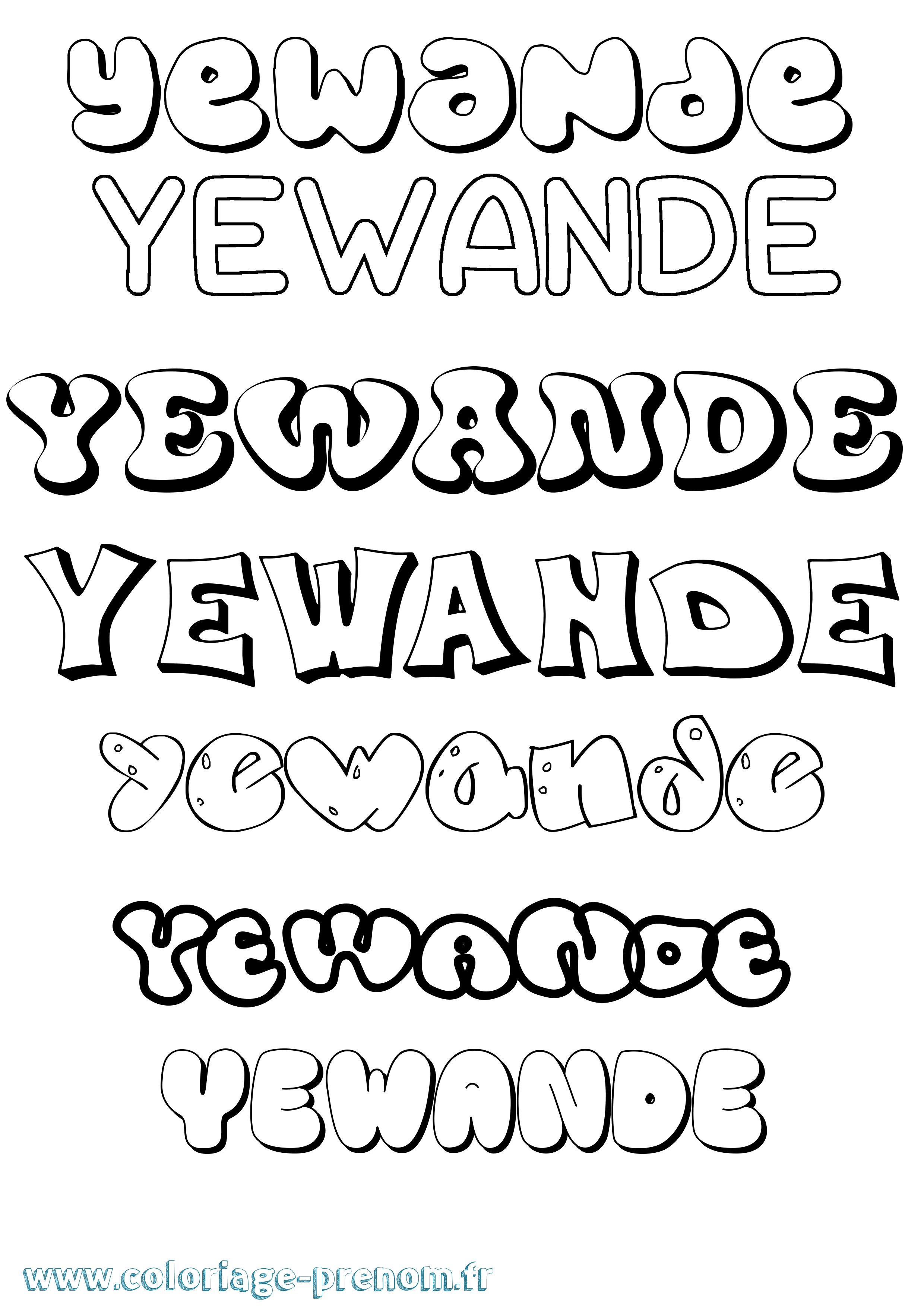 Coloriage Yewande Bubble Coloriage prénom Yewande Bubble