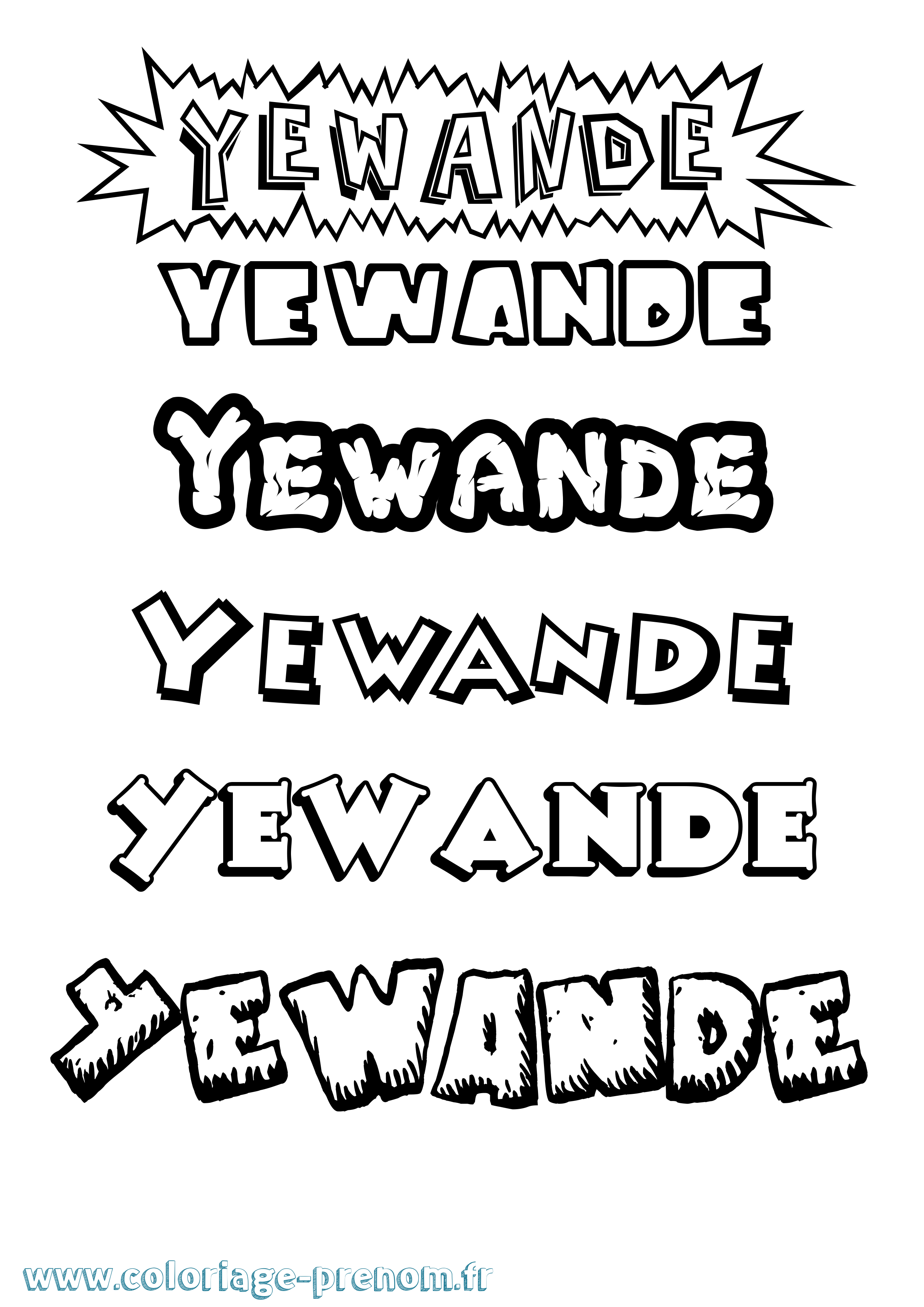 Coloriage Yewande Dessin Animé Coloriage prénom Yewande Dessin Animé