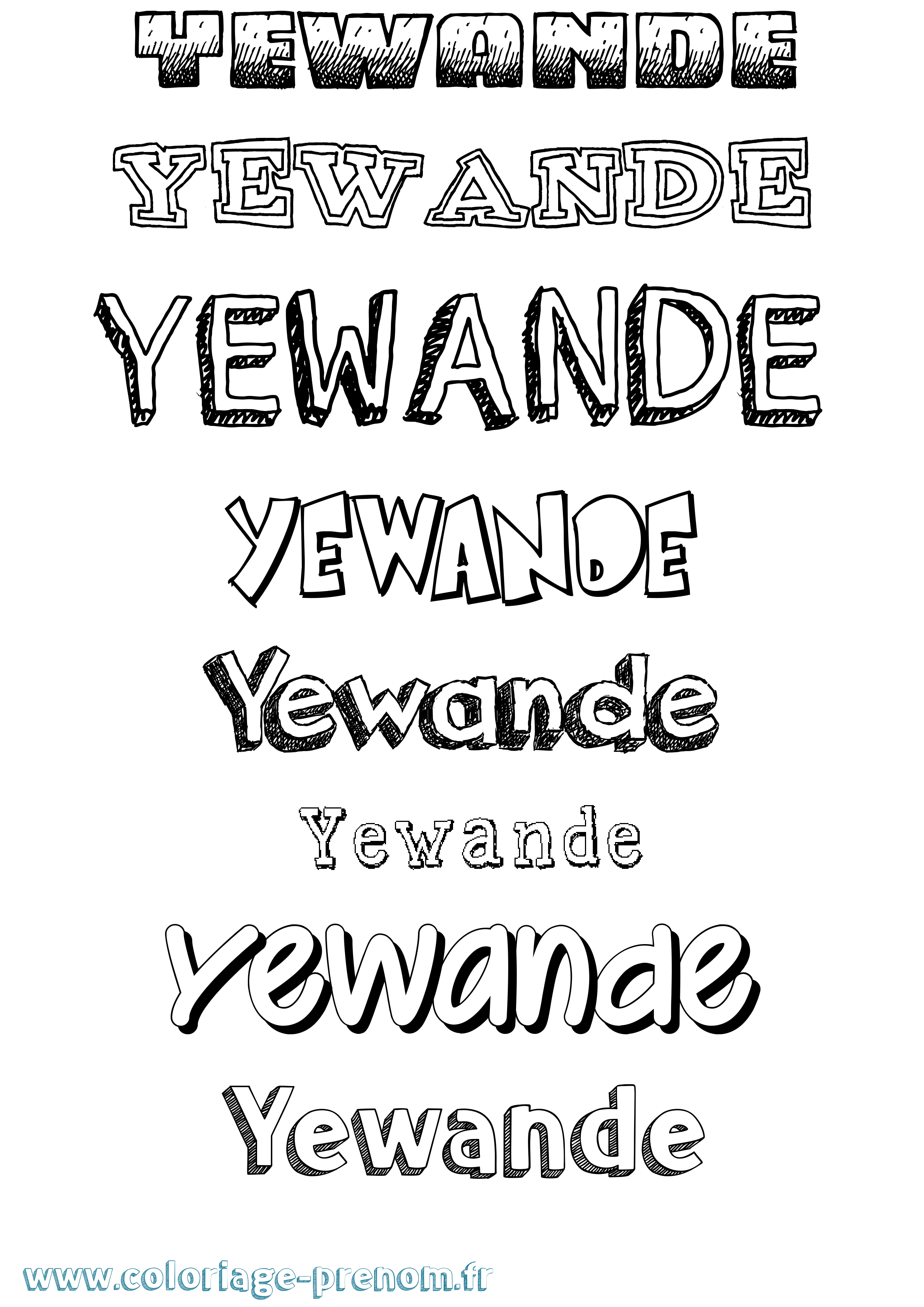 Coloriage Yewande Dessiné Coloriage prénom Yewande Dessiné
