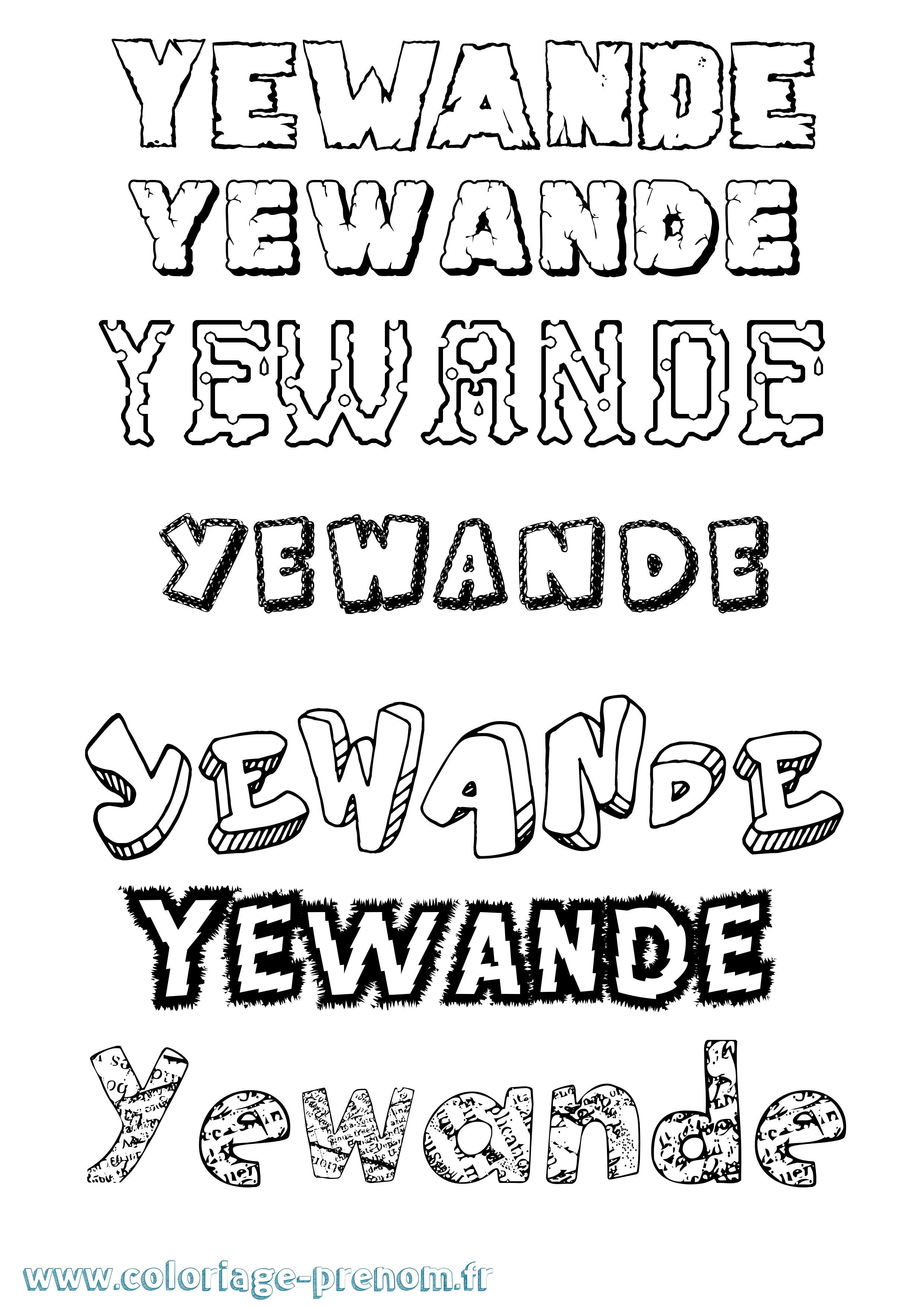 Coloriage Yewande Destructuré Coloriage prénom Yewande Destructuré