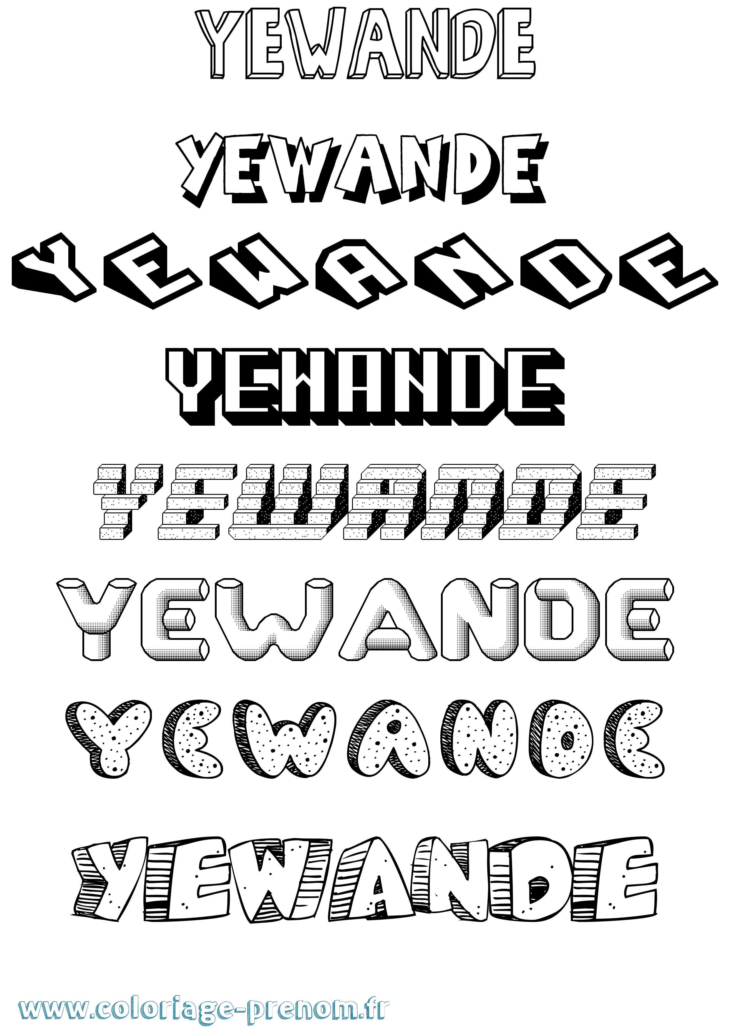 Coloriage Yewande Effet 3D Coloriage prénom Yewande Effet 3D