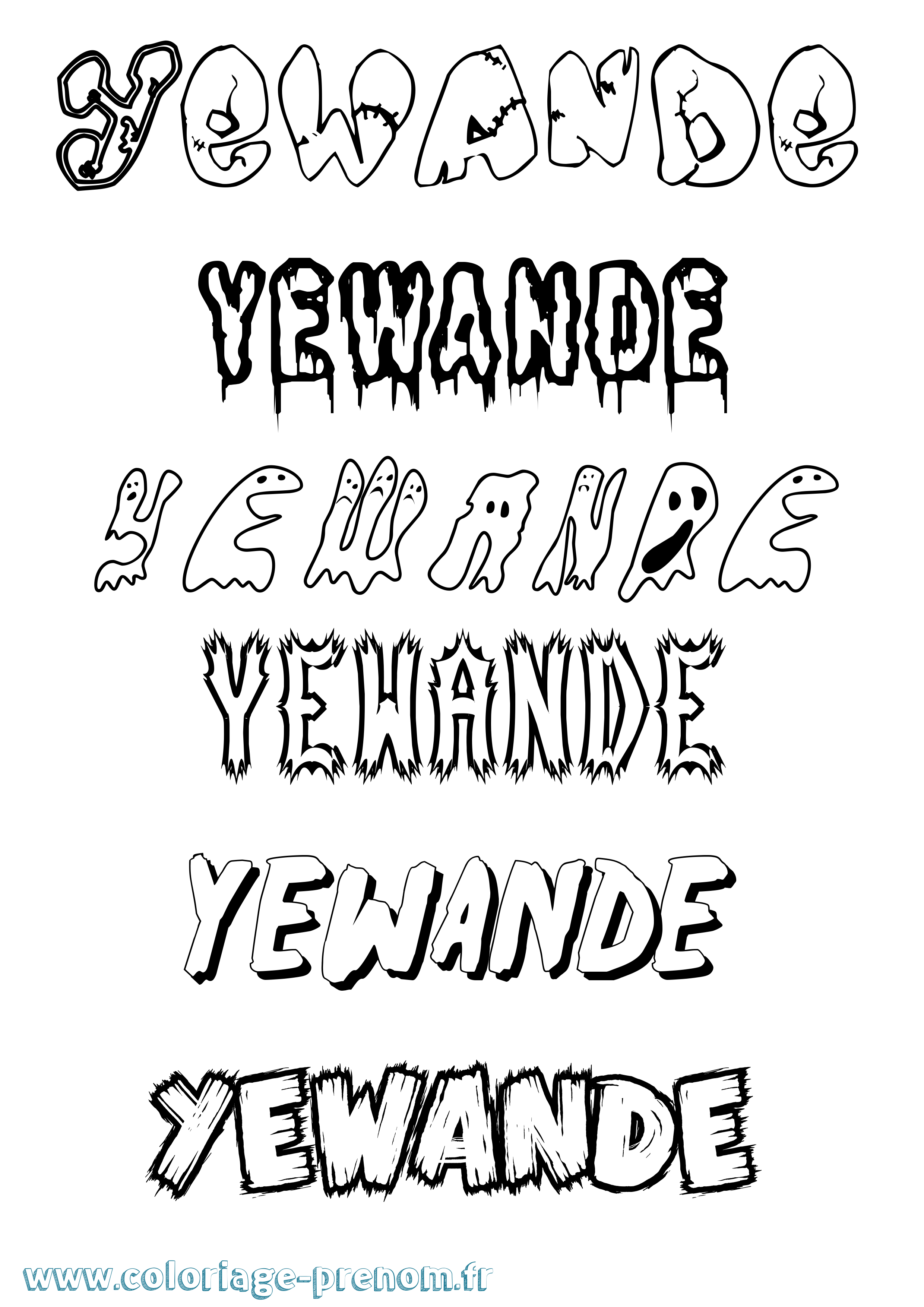 Coloriage Yewande Frisson Coloriage prénom Yewande Frisson