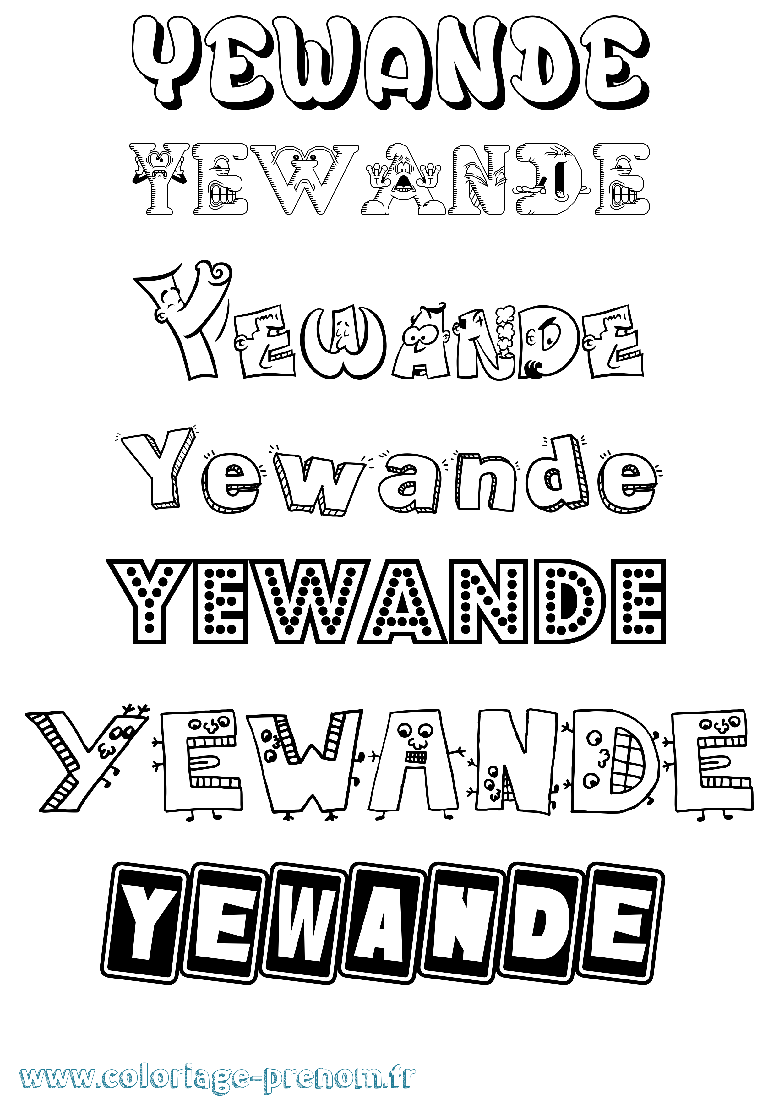 Coloriage Yewande Fun Coloriage prénom Yewande Fun
