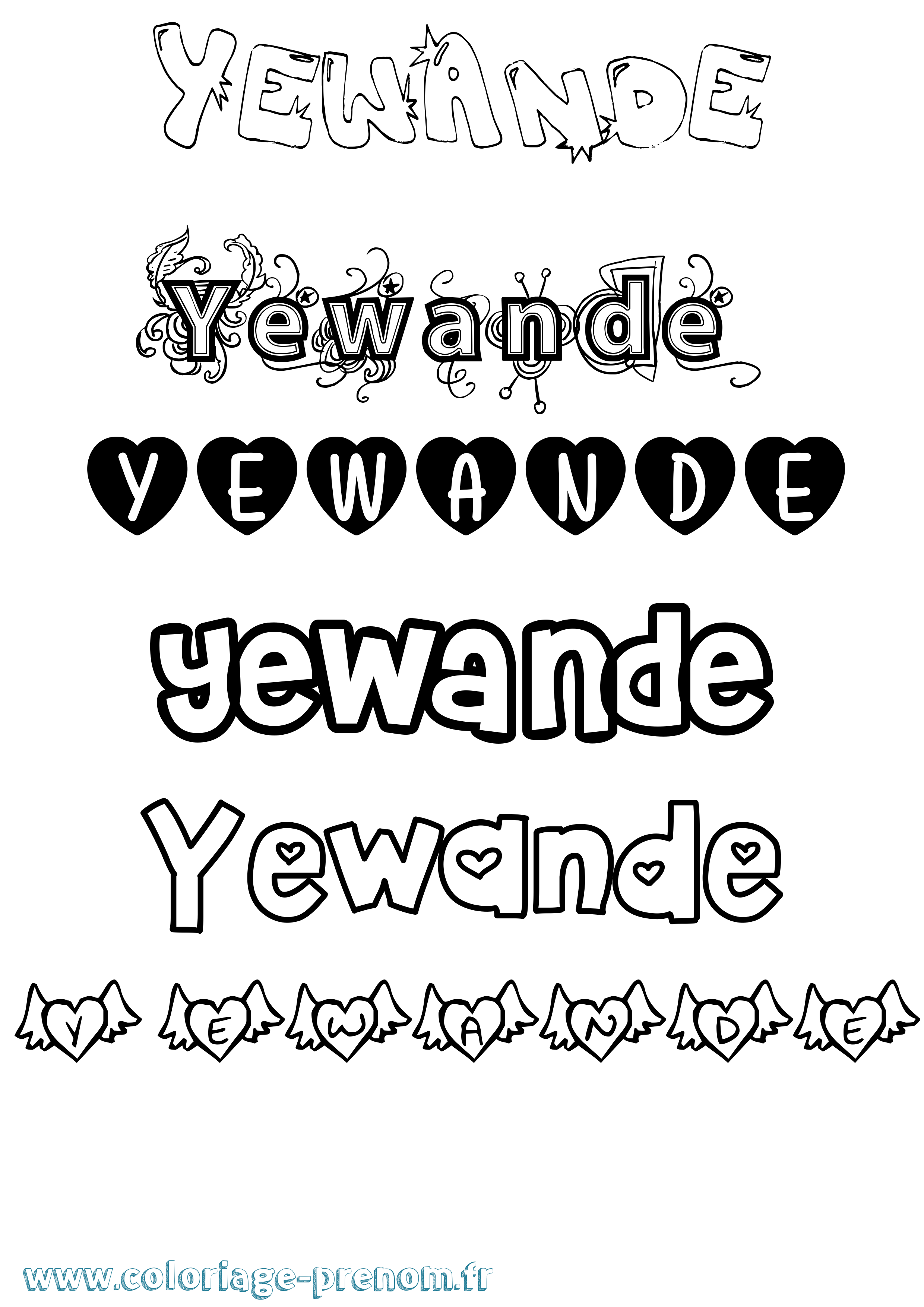 Coloriage Yewande Girly Coloriage prénom Yewande Girly