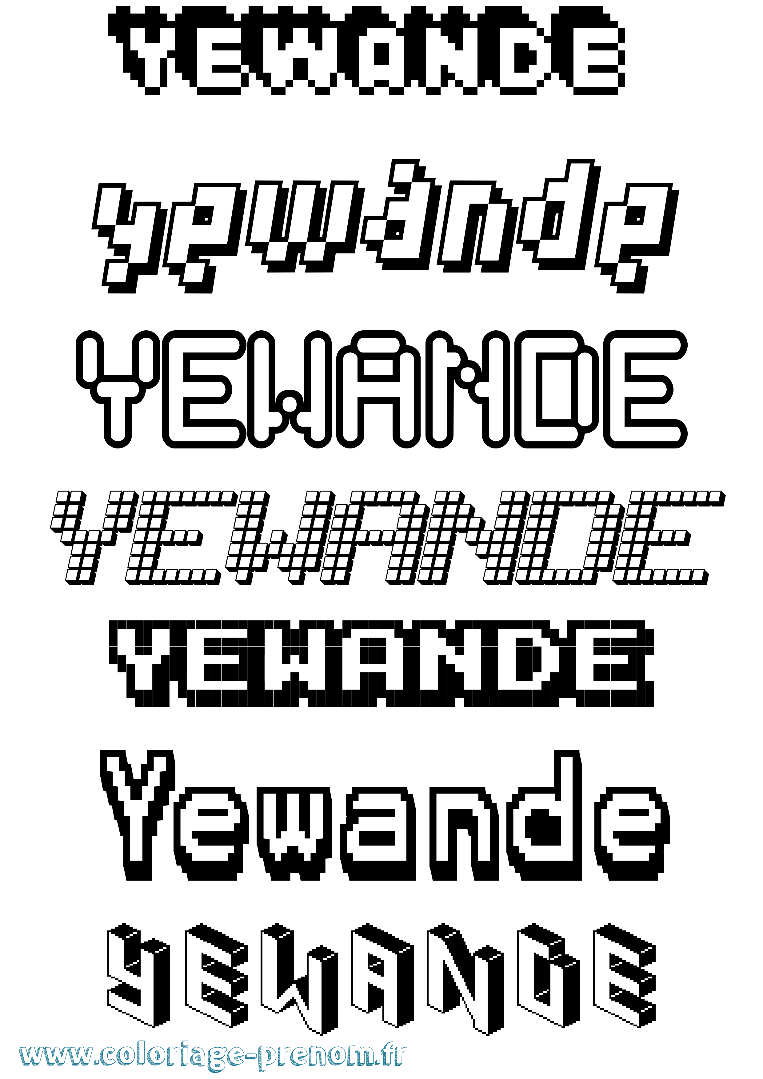 Coloriage Yewande Pixel Coloriage prénom Yewande Pixel