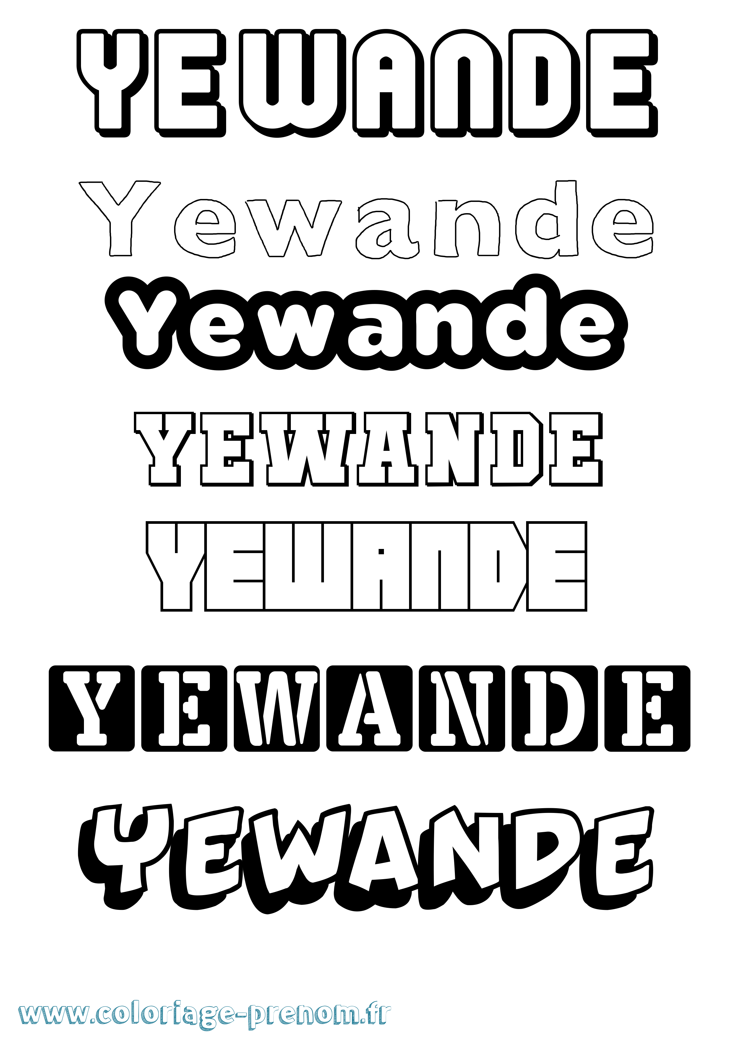 Coloriage Yewande Simple Coloriage prénom Yewande Simple