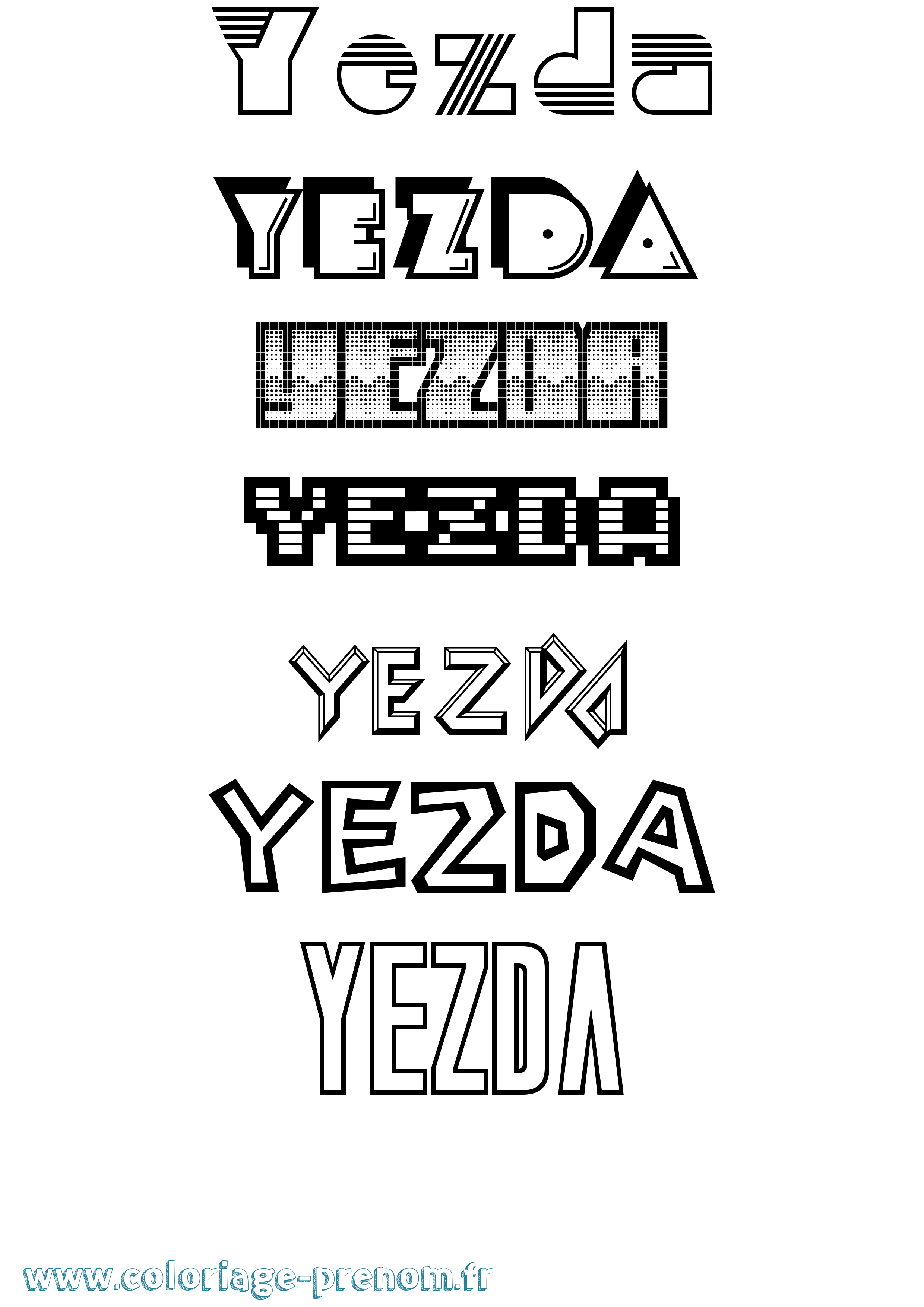 Coloriage Yezda Jeux Vidéos Coloriage prénom Yezda Jeux Vidéos