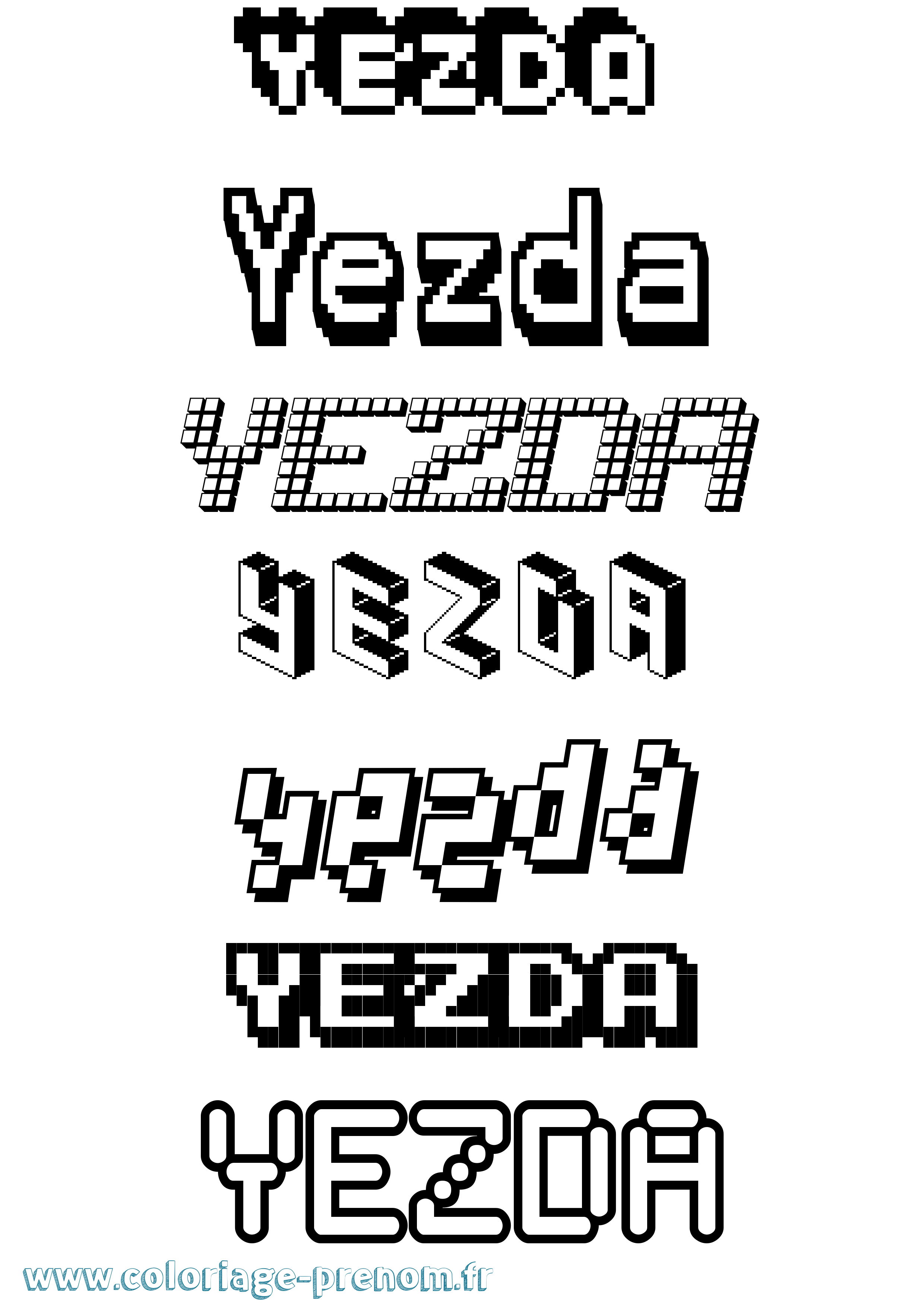 Coloriage Yezda Pixel Coloriage prénom Yezda Pixel
