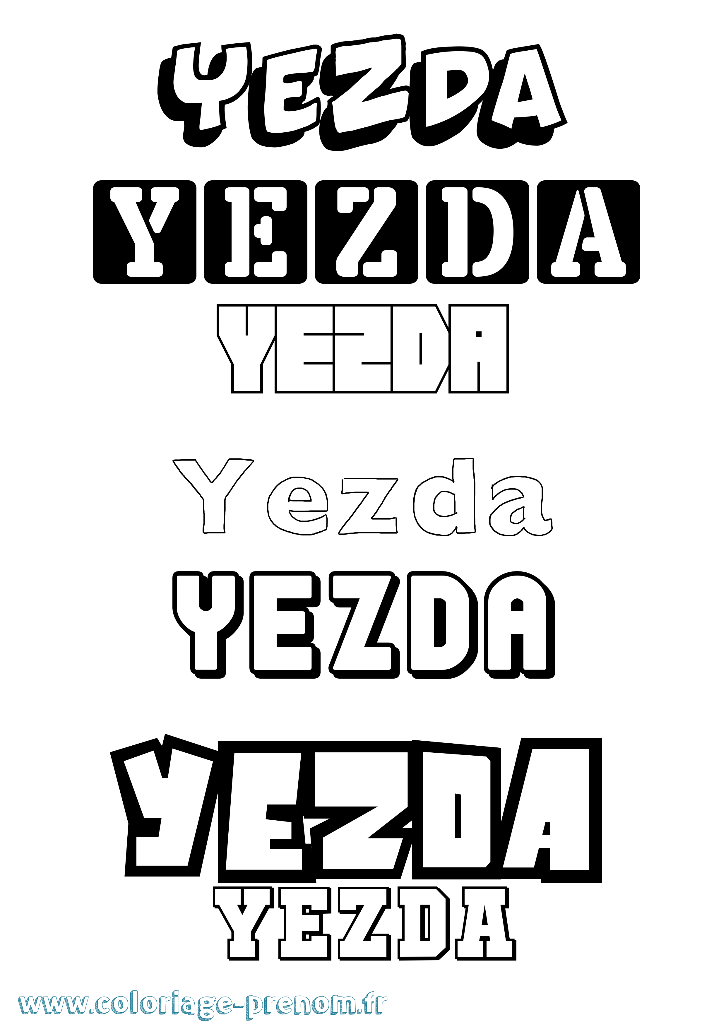 Coloriage Yezda Simple Coloriage prénom Yezda Simple