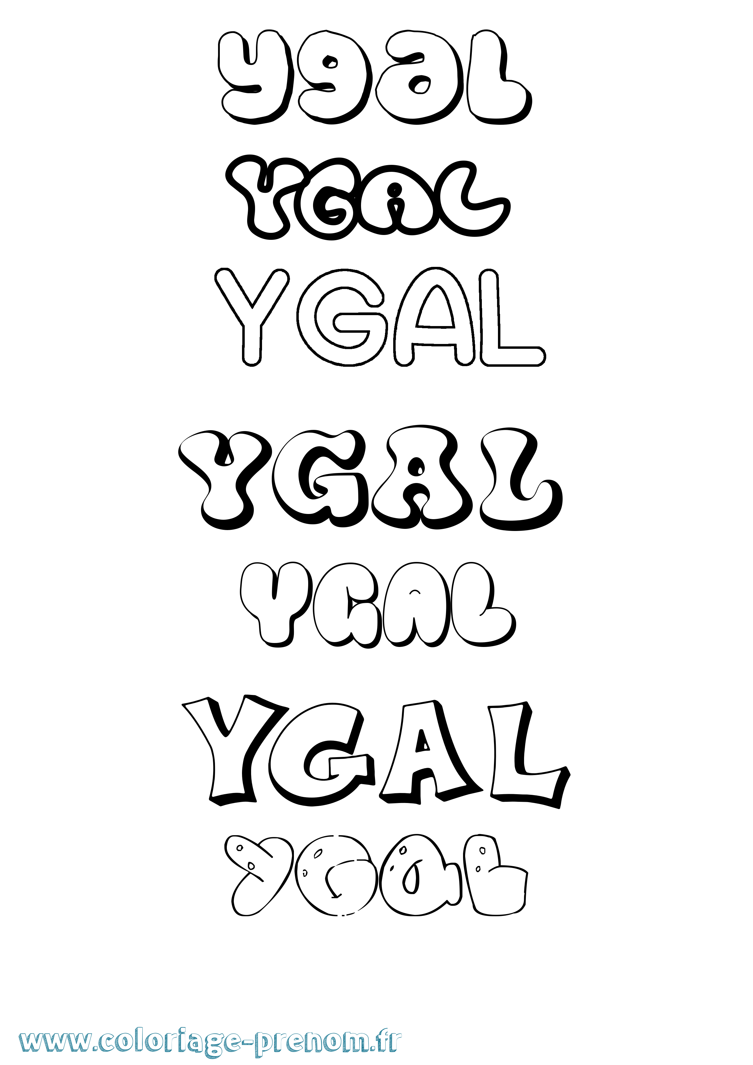 Coloriage Ygal Bubble Coloriage prénom Ygal Bubble