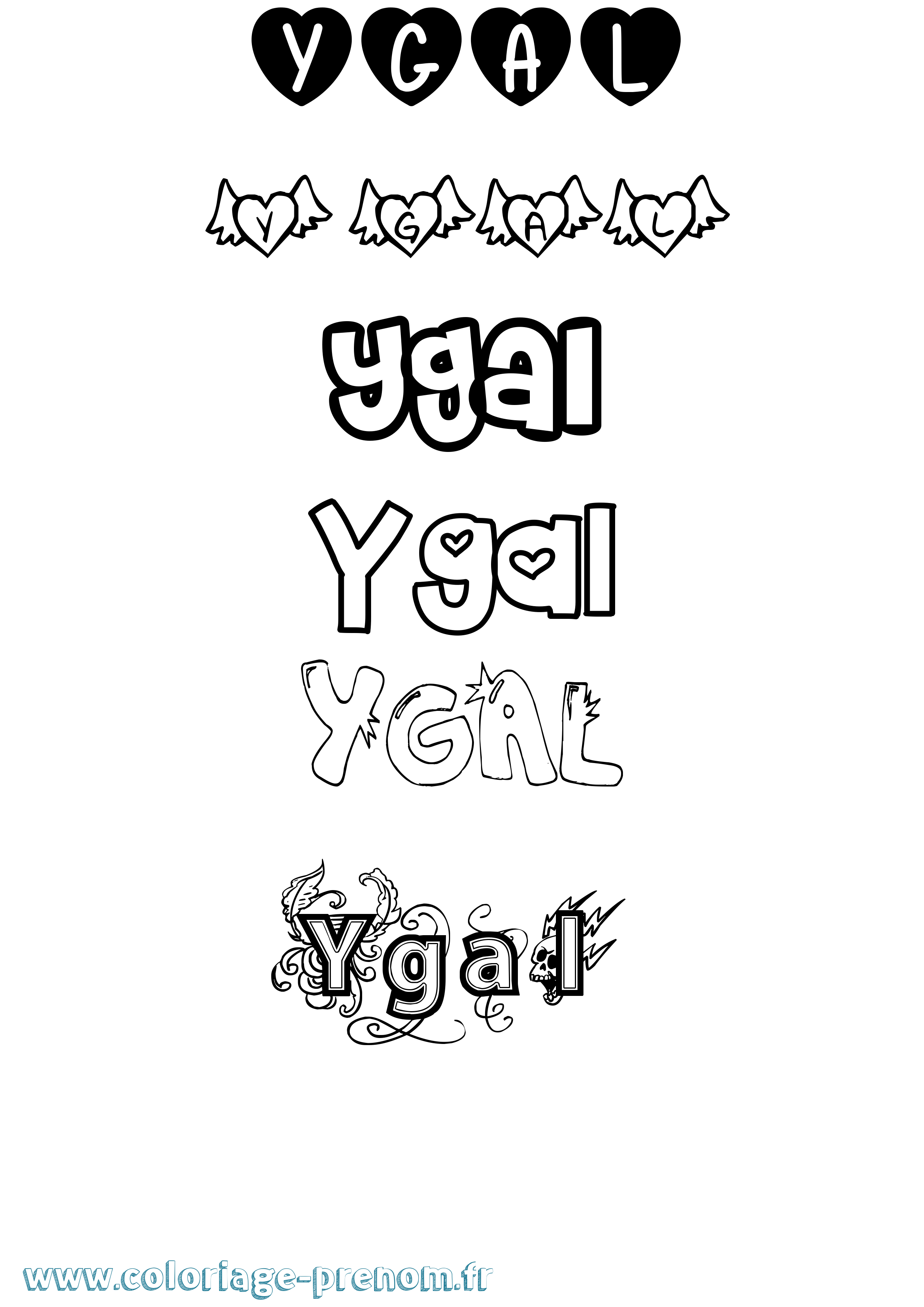 Coloriage Ygal Girly Coloriage prénom Ygal Girly