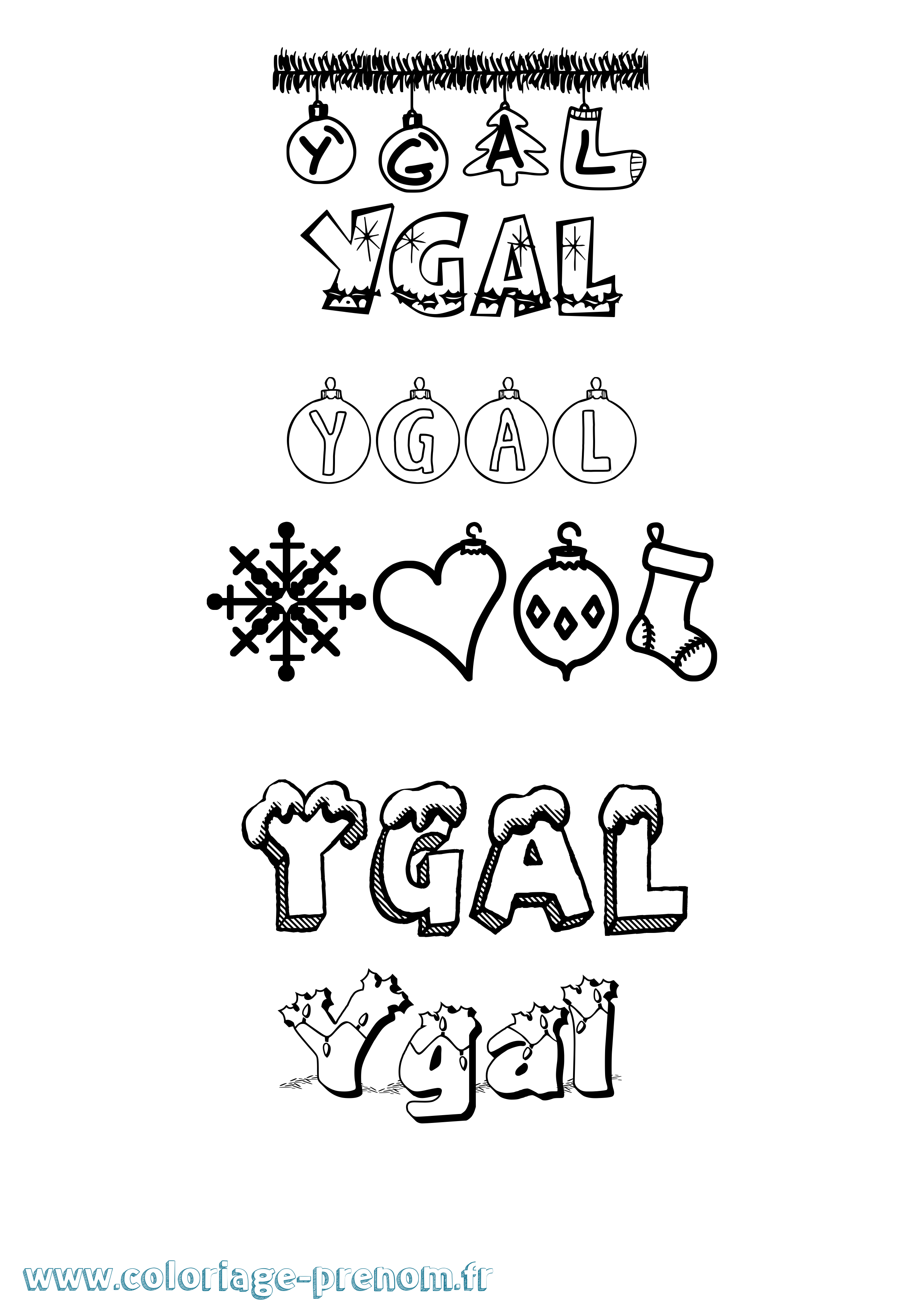 Coloriage Ygal Noël Coloriage prénom Ygal Noël