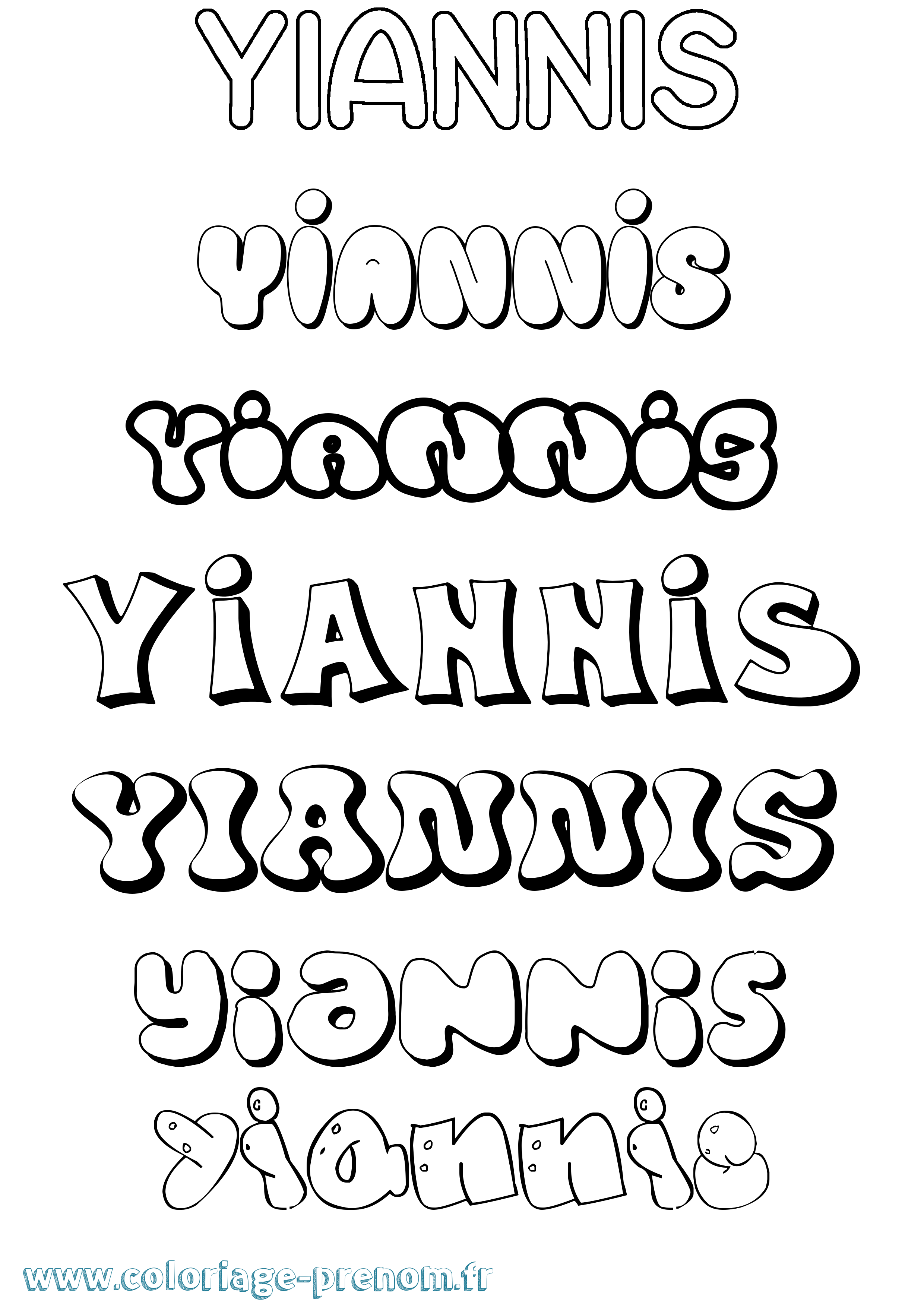 Coloriage Yiannis Bubble Coloriage prénom Yiannis Bubble