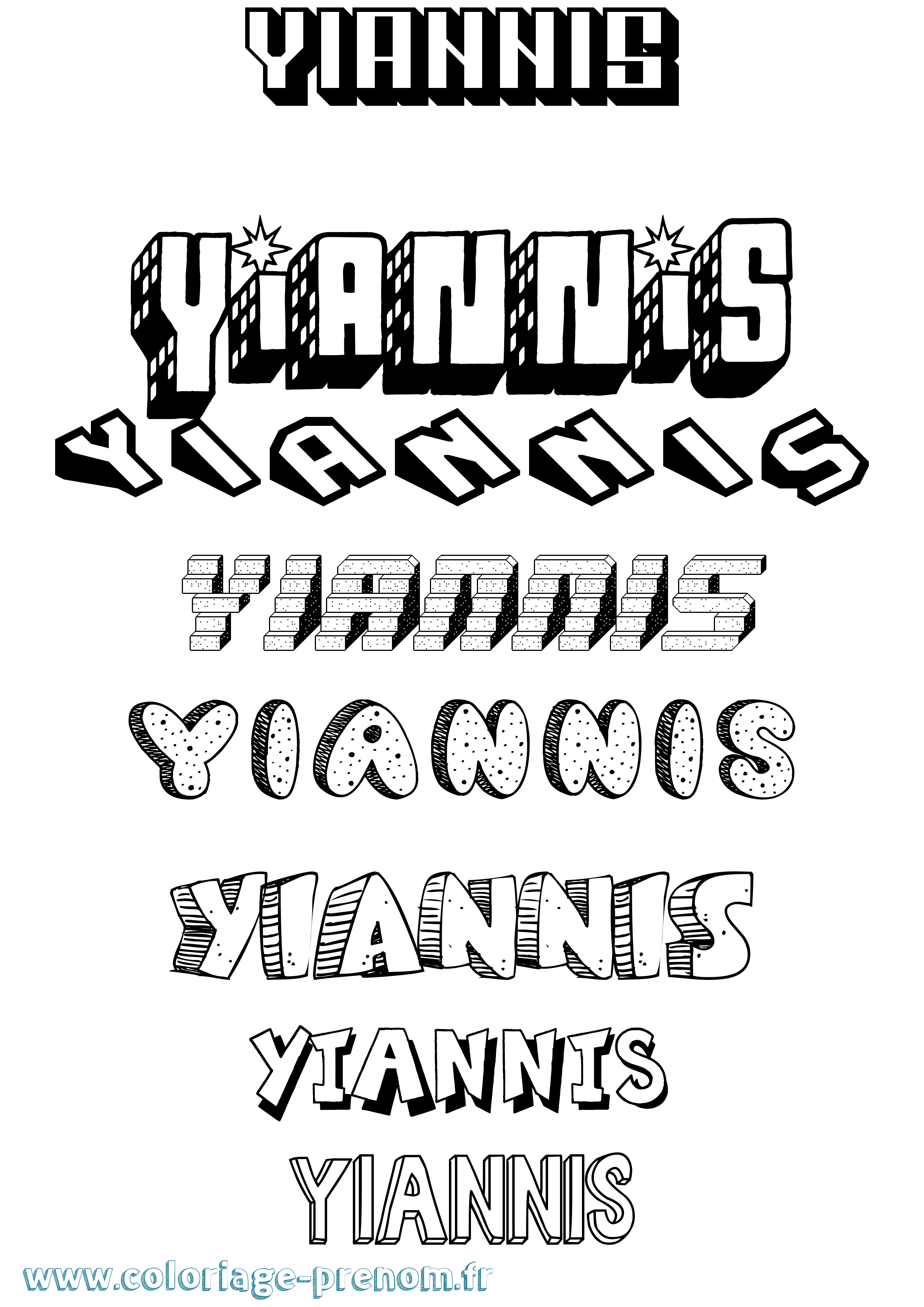Coloriage Yiannis Effet 3D Coloriage prénom Yiannis Effet 3D