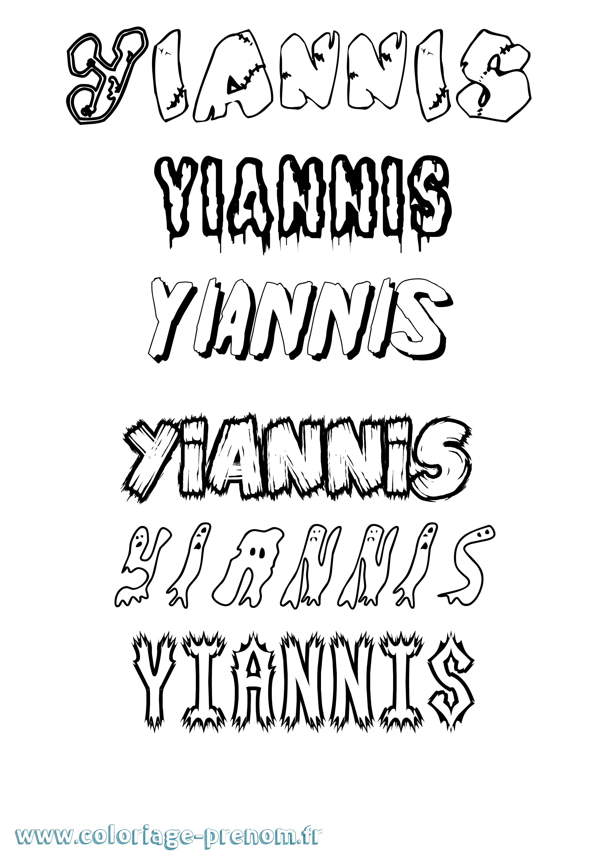 Coloriage Yiannis Frisson Coloriage prénom Yiannis Frisson