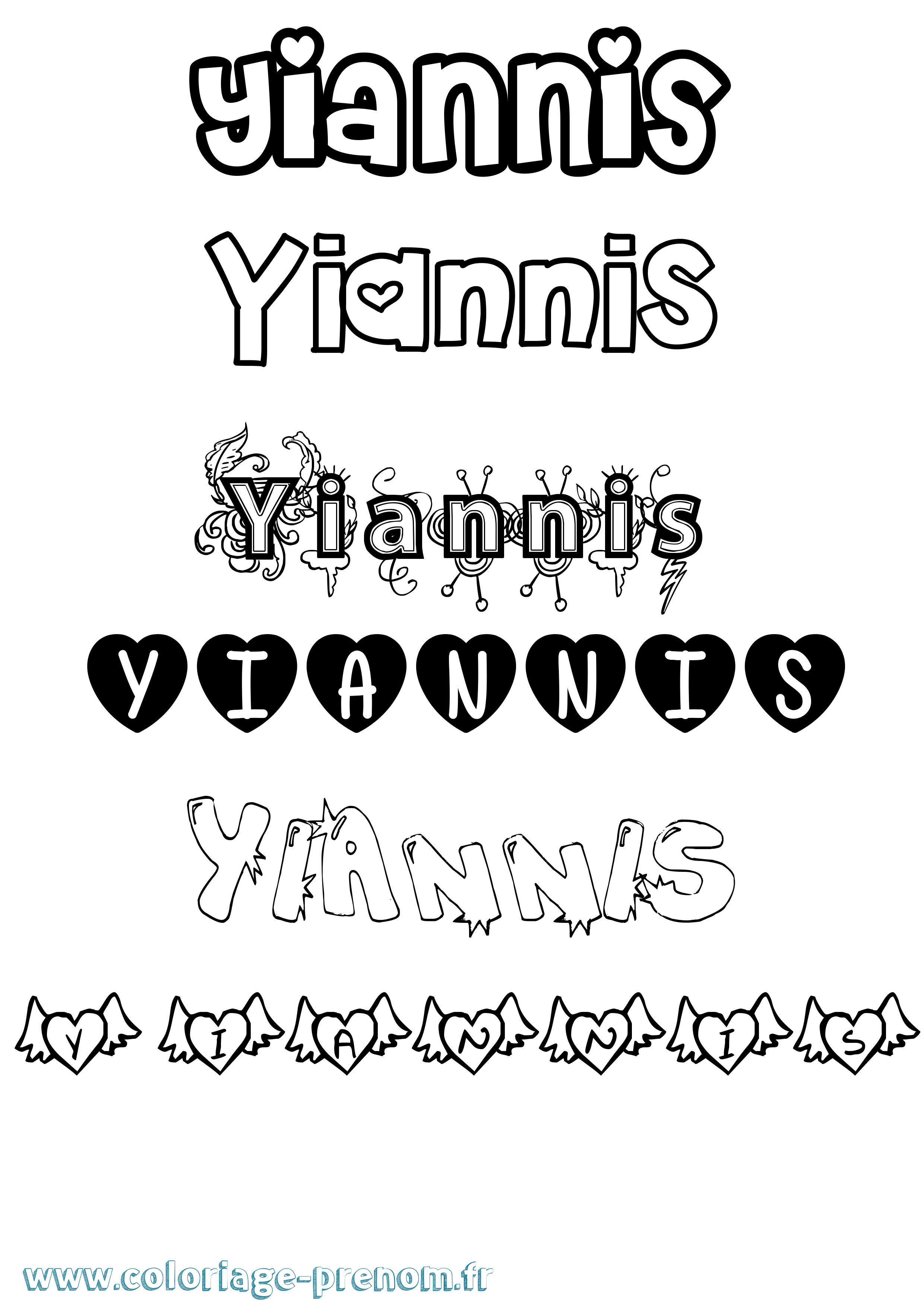 Coloriage Yiannis Girly Coloriage prénom Yiannis Girly