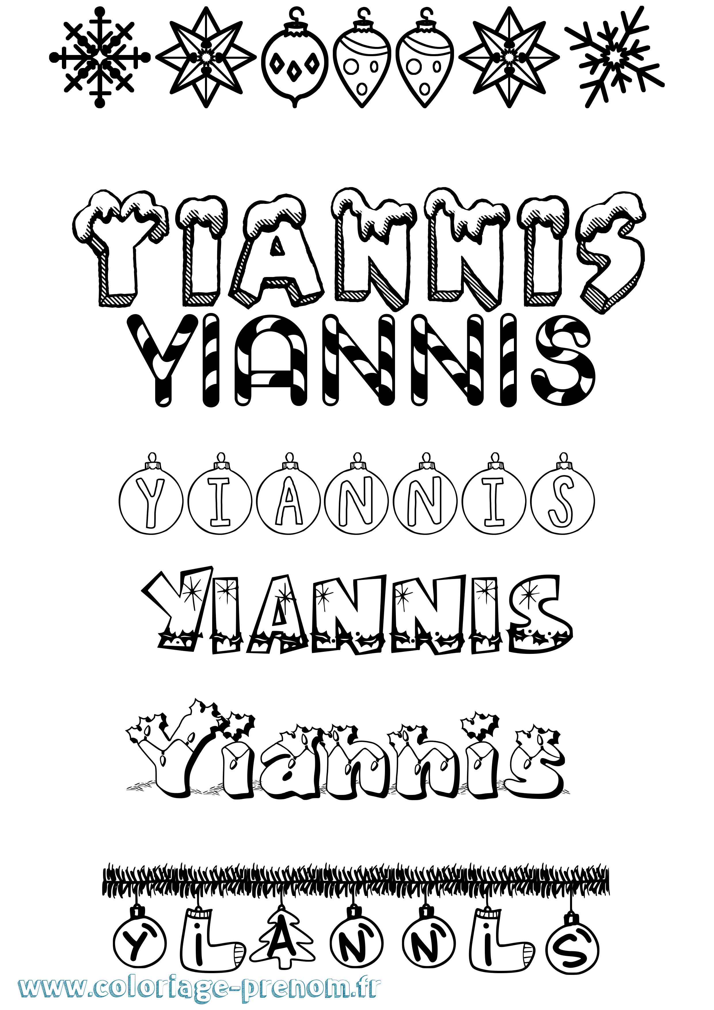 Coloriage Yiannis Noël Coloriage prénom Yiannis Noël