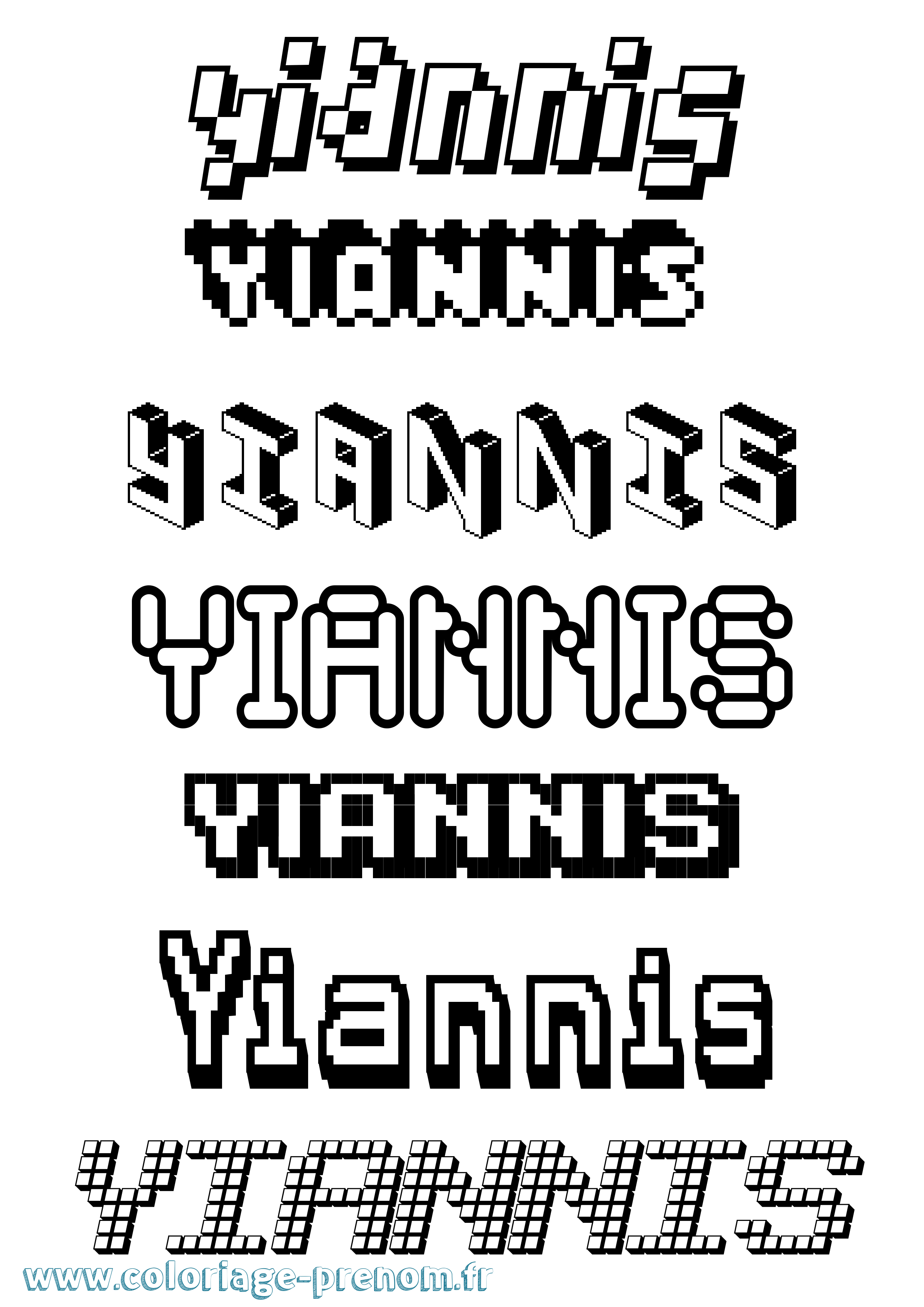 Coloriage Yiannis Pixel Coloriage prénom Yiannis Pixel