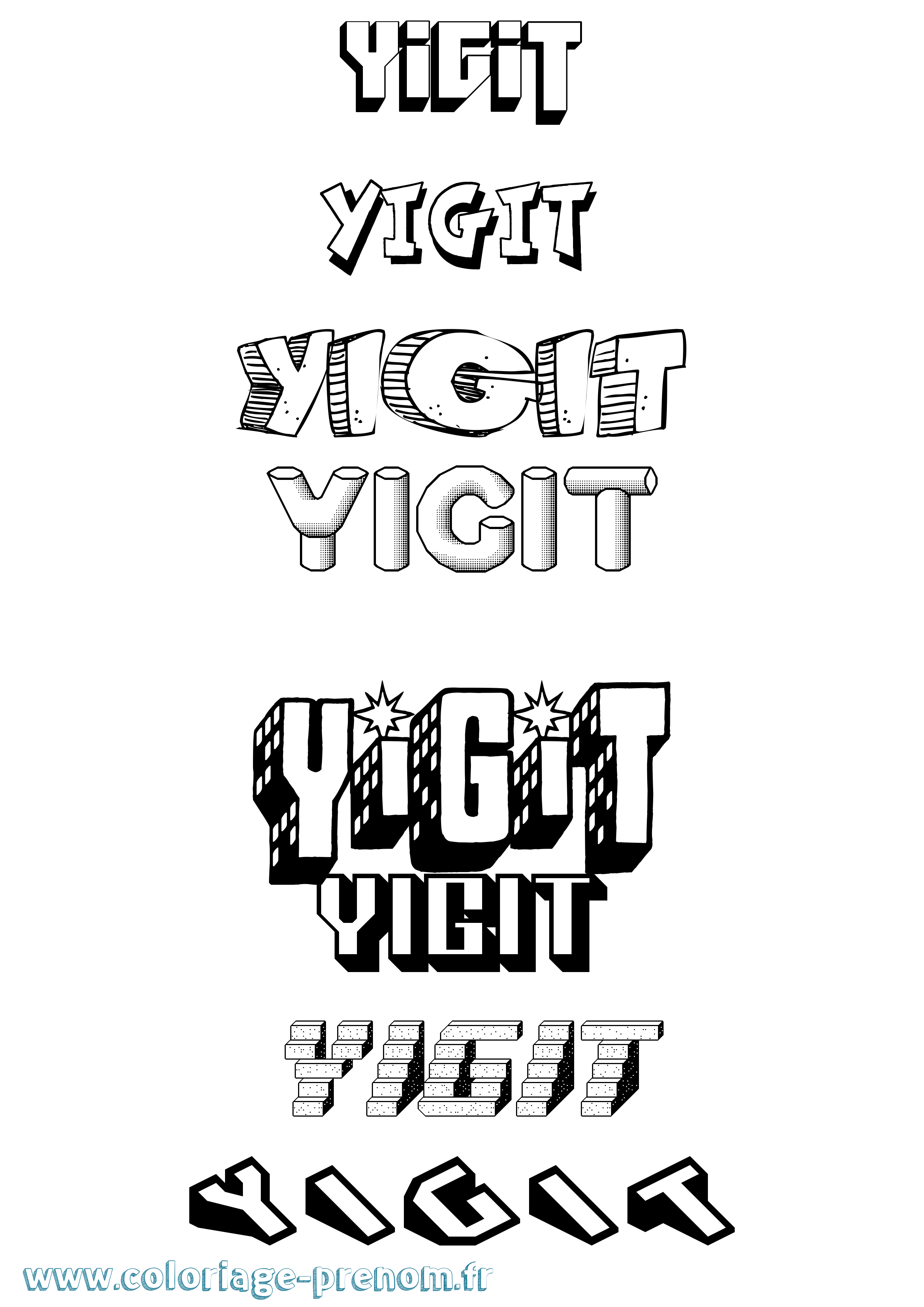 Coloriage Yigit Effet 3D Coloriage prénom Yigit Effet 3D