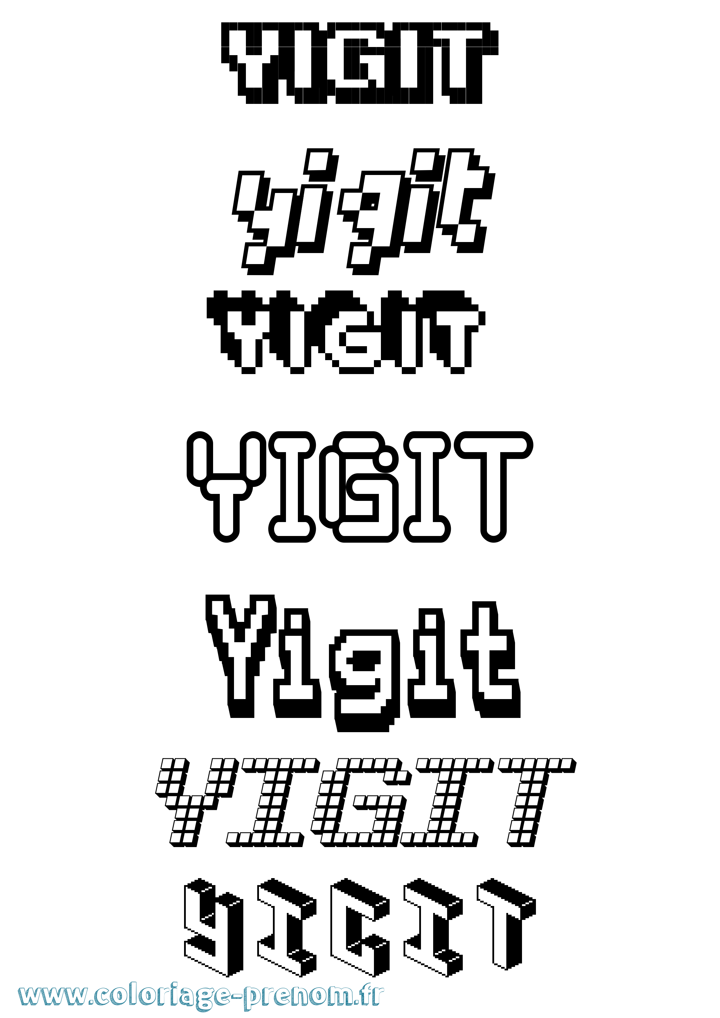 Coloriage Yigit Pixel Coloriage prénom Yigit Pixel