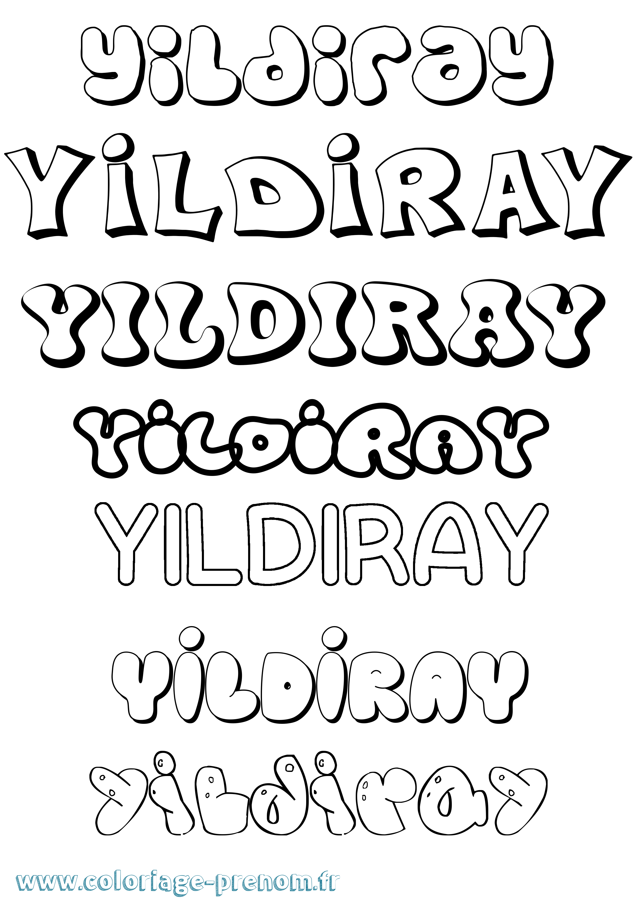 Coloriage Yildiray Bubble Coloriage prénom Yildiray Bubble