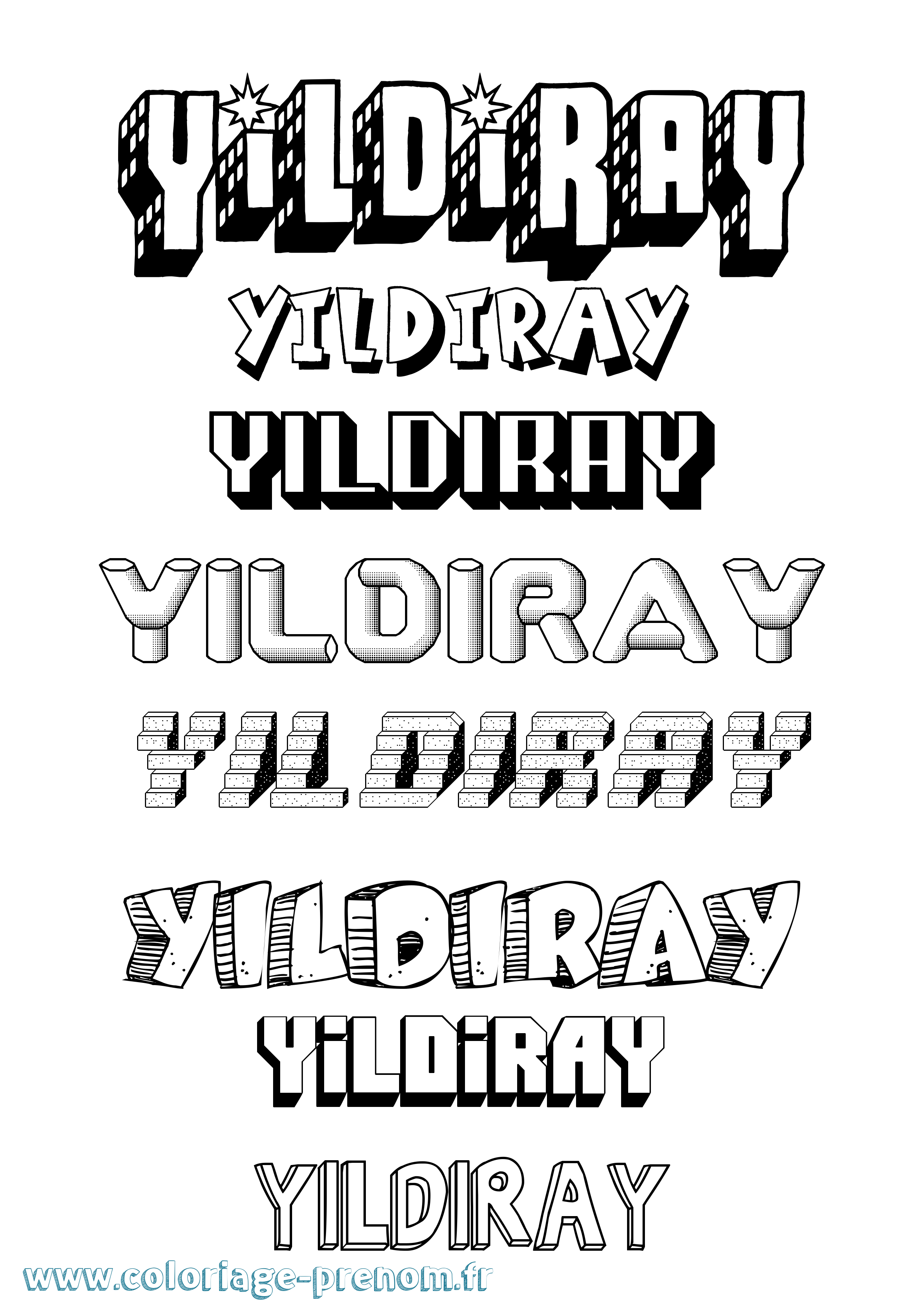 Coloriage Yildiray Effet 3D Coloriage prénom Yildiray Effet 3D