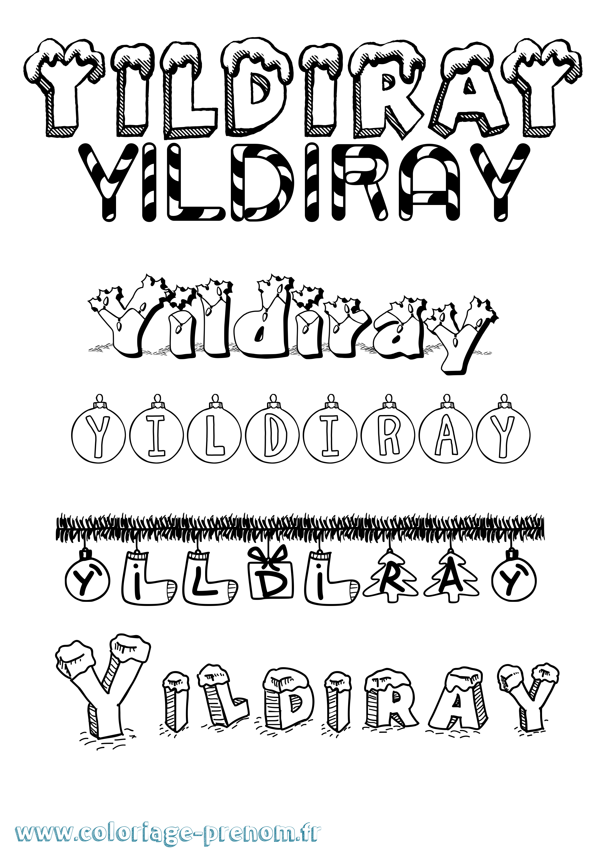 Coloriage Yildiray Noël Coloriage prénom Yildiray Noël