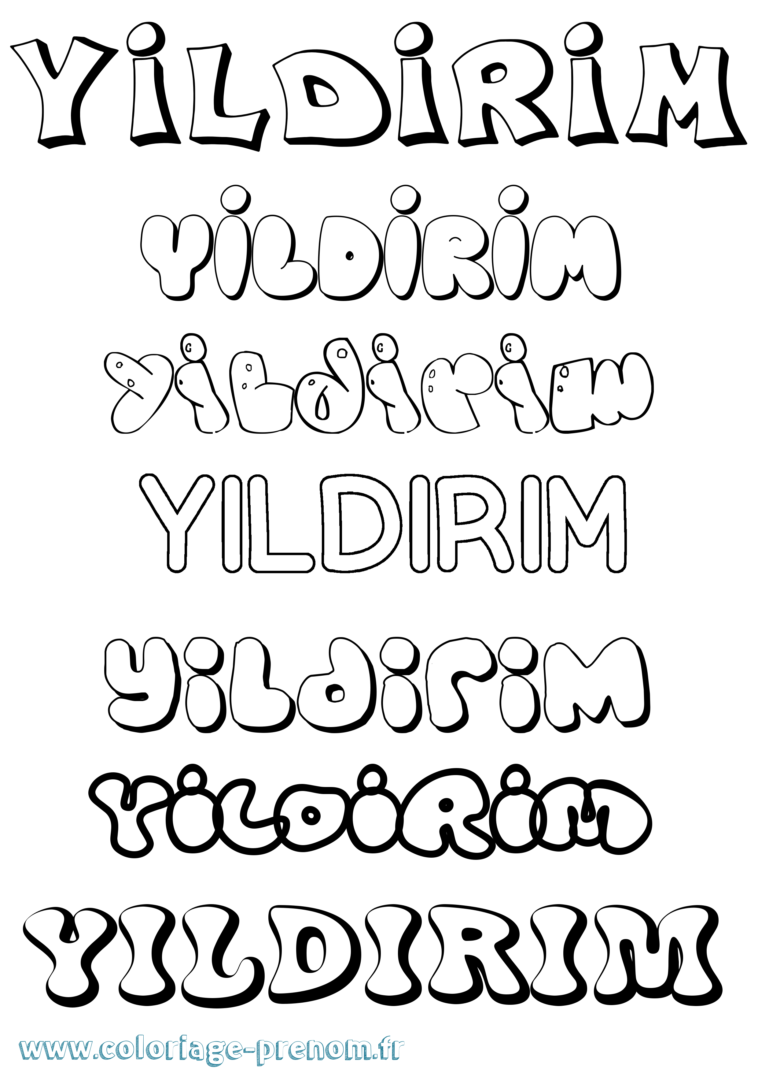 Coloriage Yildirim Bubble Coloriage prénom Yildirim Bubble