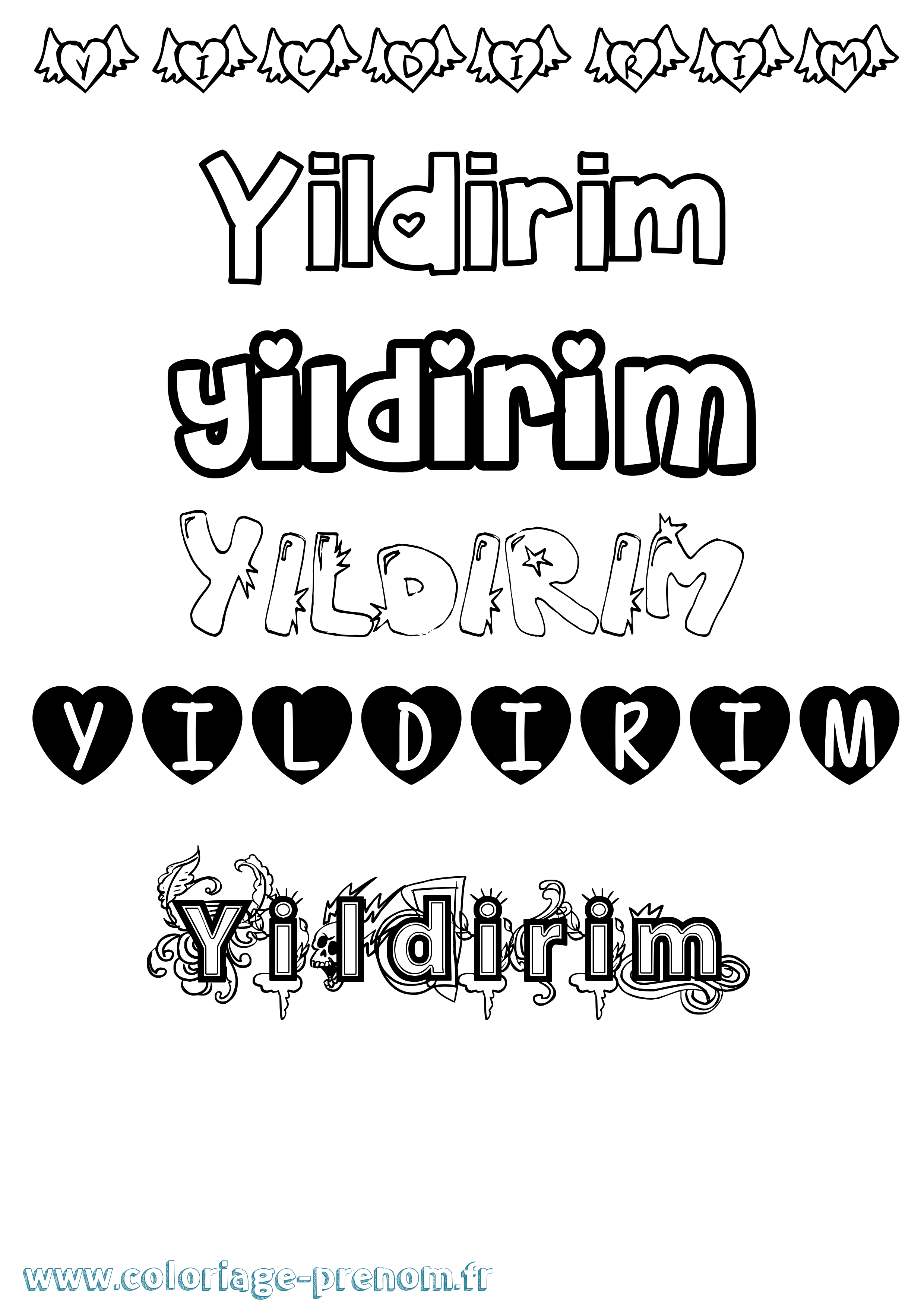 Coloriage Yildirim Girly Coloriage prénom Yildirim Girly