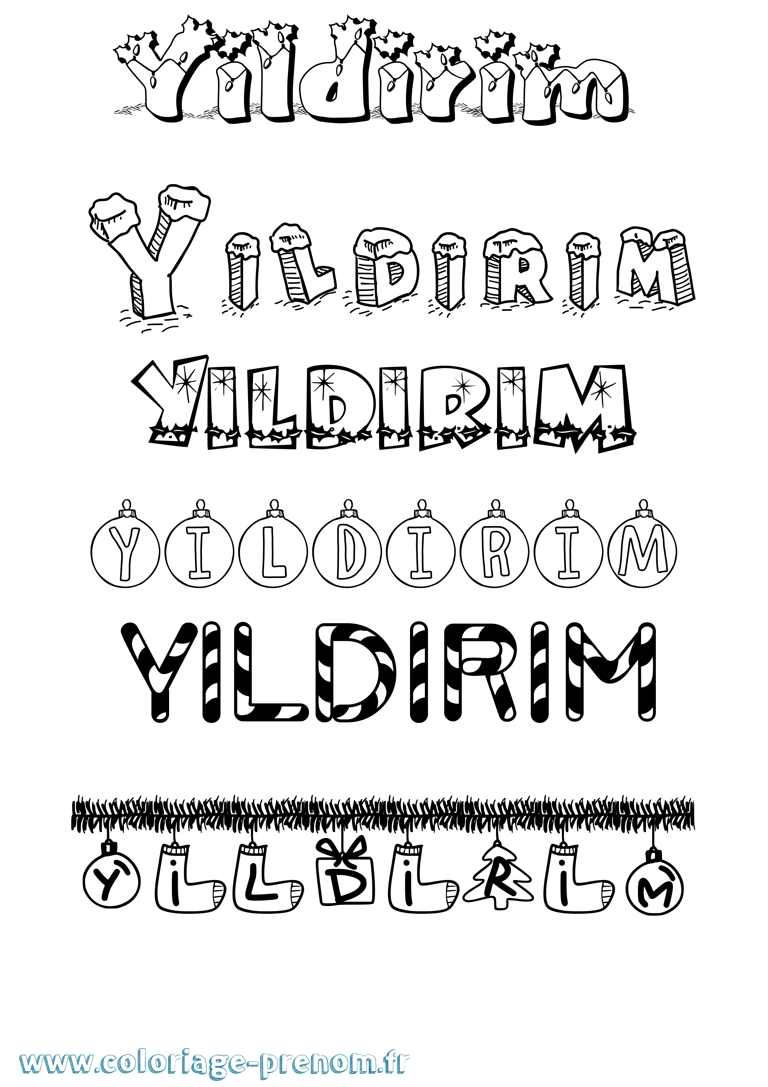 Coloriage Yildirim Noël Coloriage prénom Yildirim Noël