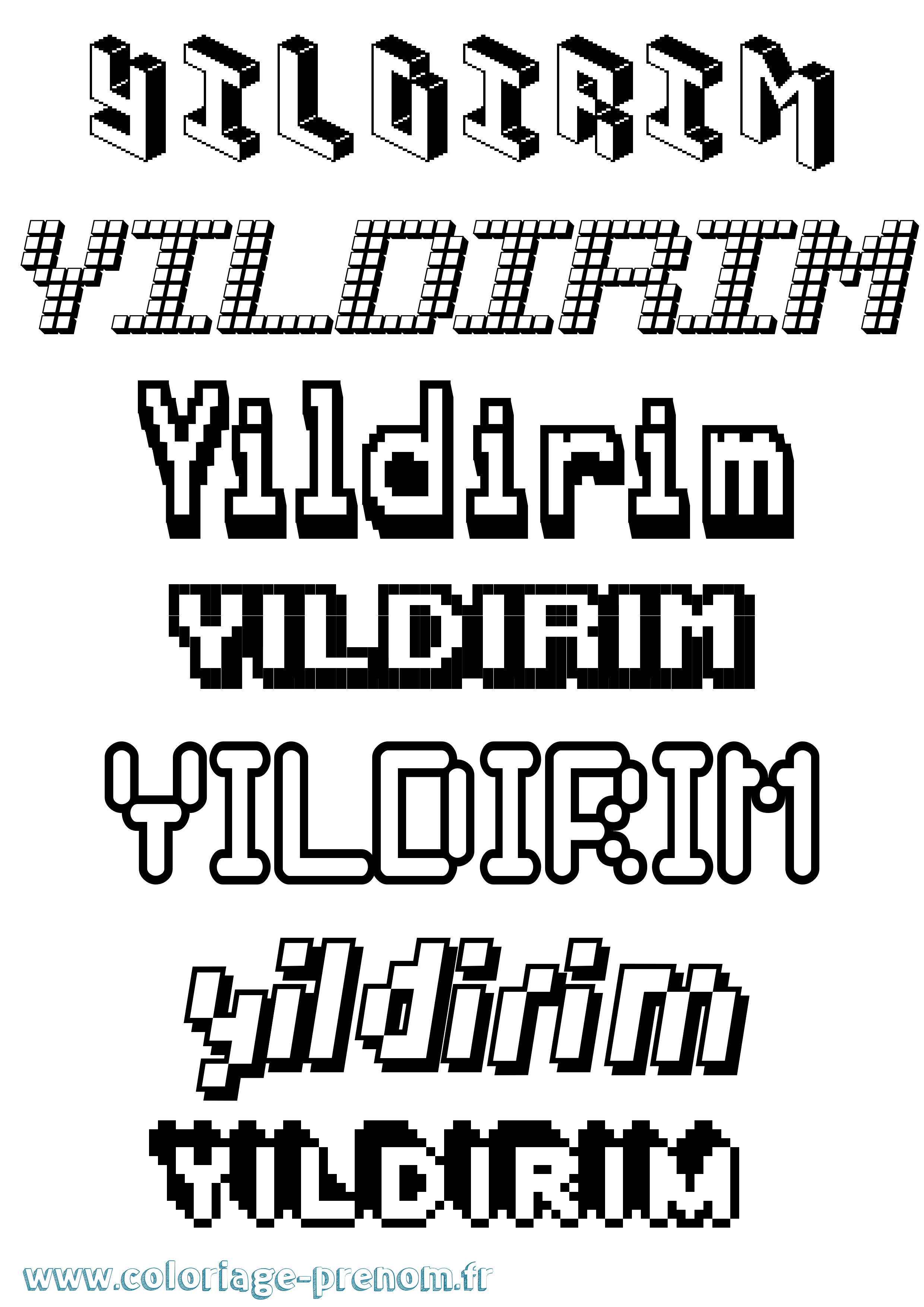 Coloriage Yildirim Pixel Coloriage prénom Yildirim Pixel