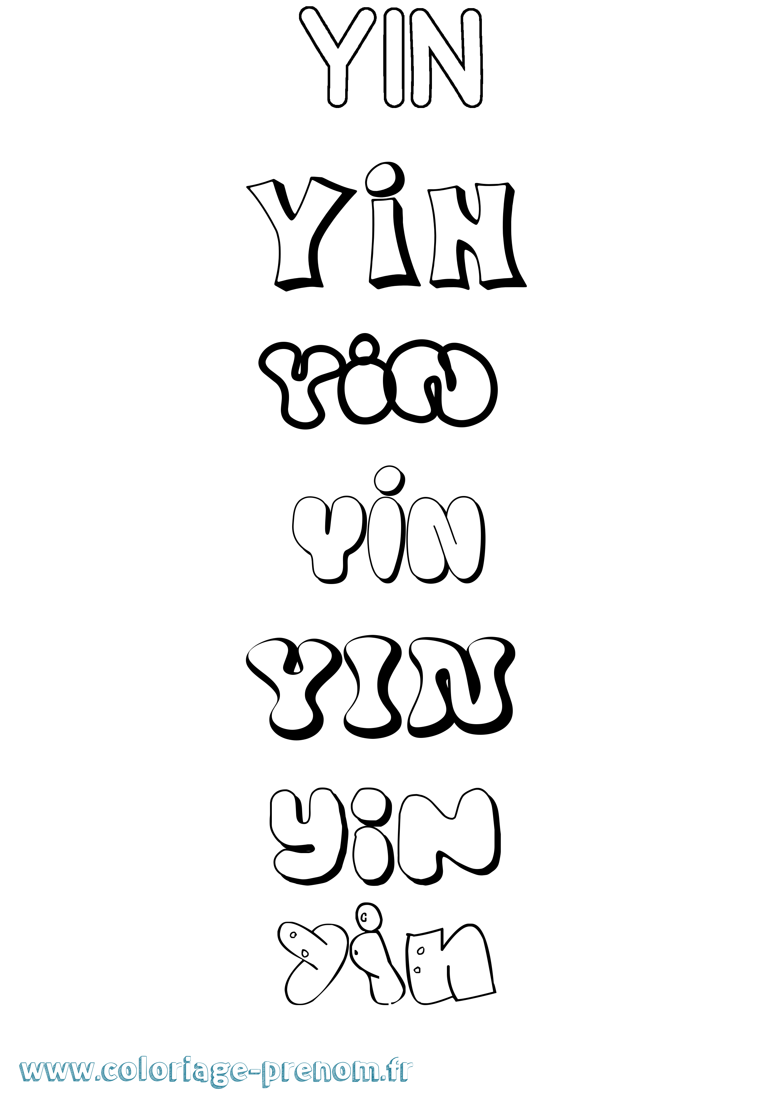 Coloriage Yin Bubble Coloriage prénom Yin Bubble