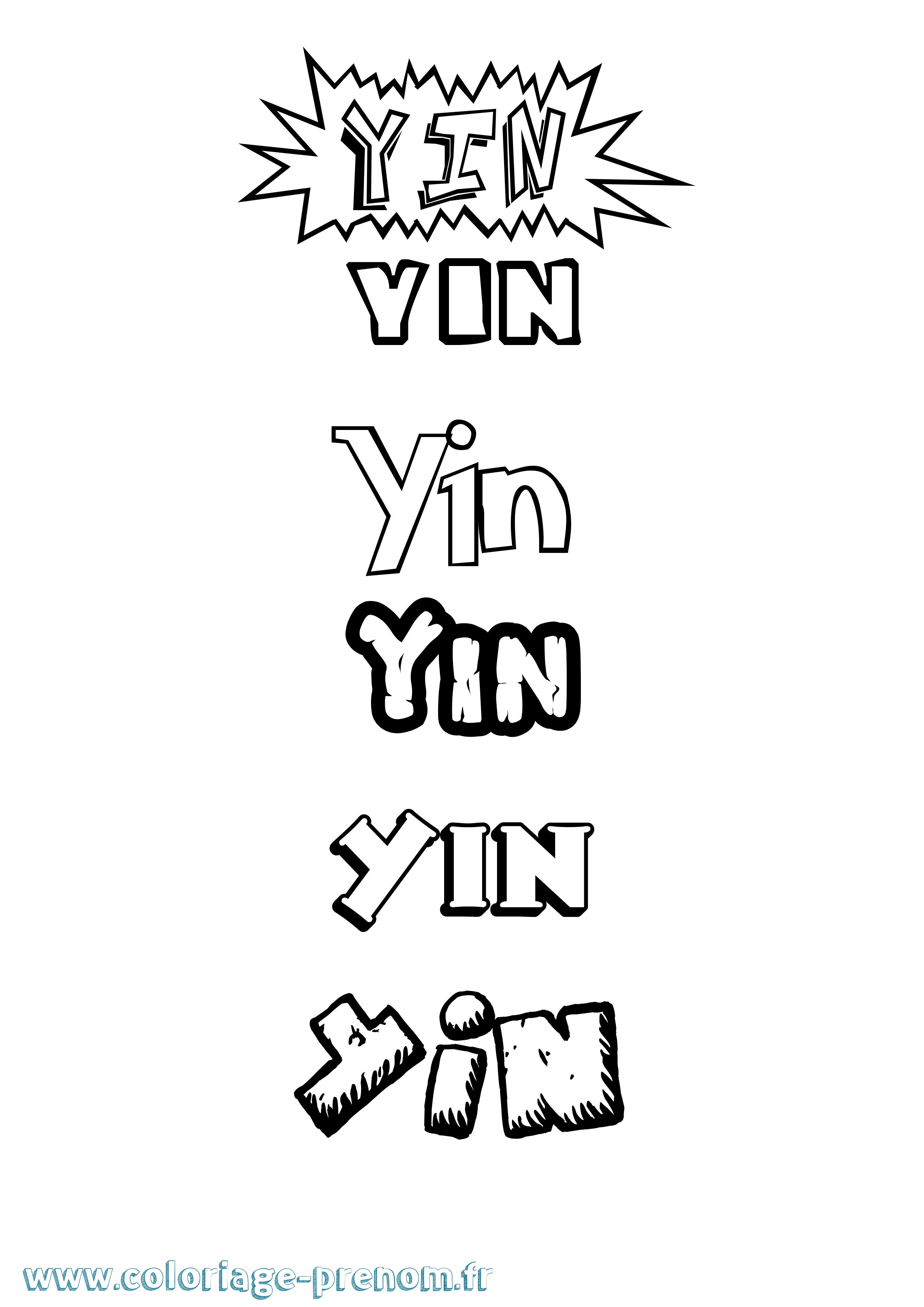 Coloriage Yin Dessin Animé Coloriage prénom Yin Dessin Animé